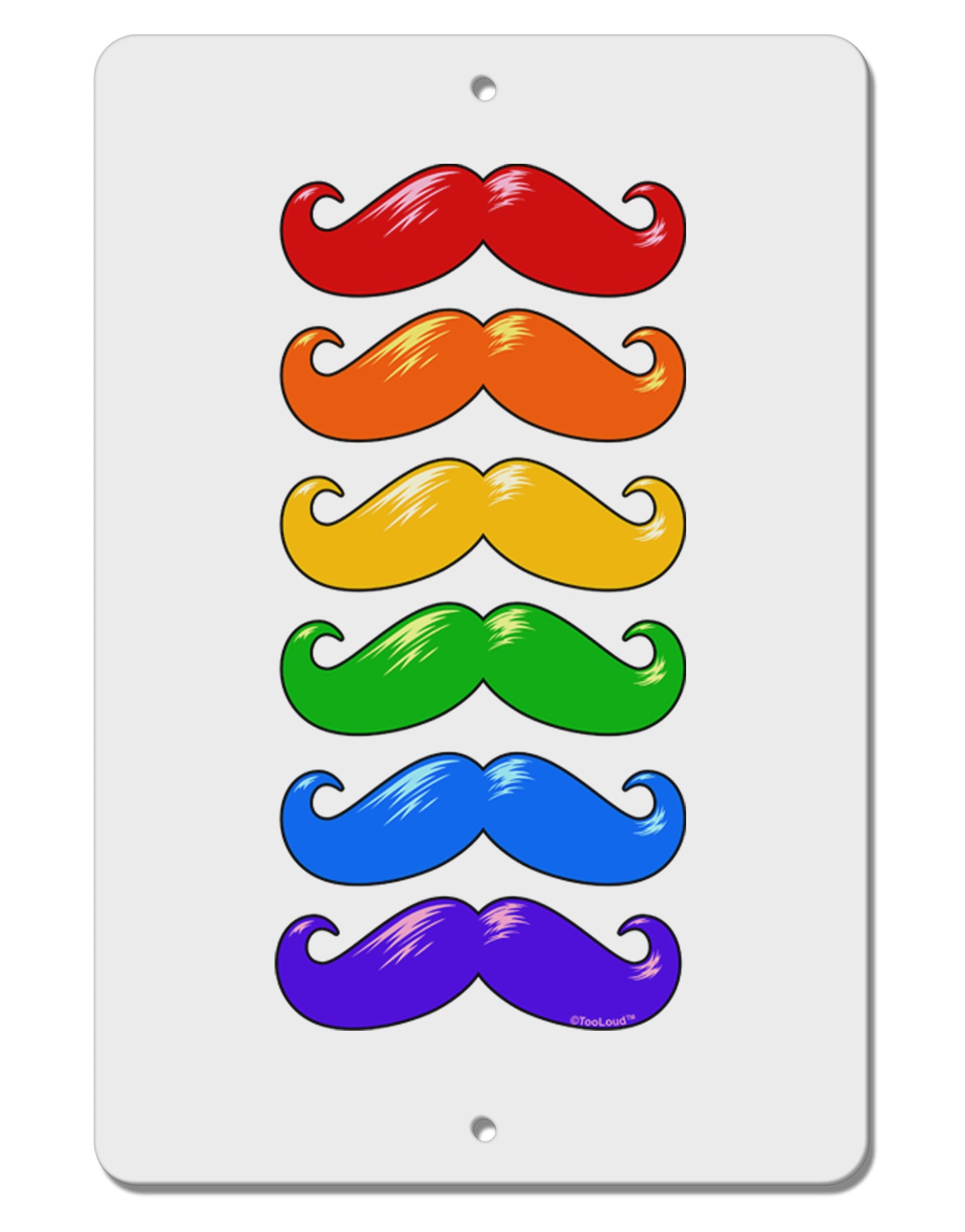 Colorful Rainbow Mustaches Aluminum 8 x 12" Sign-TooLoud-White-Davson Sales