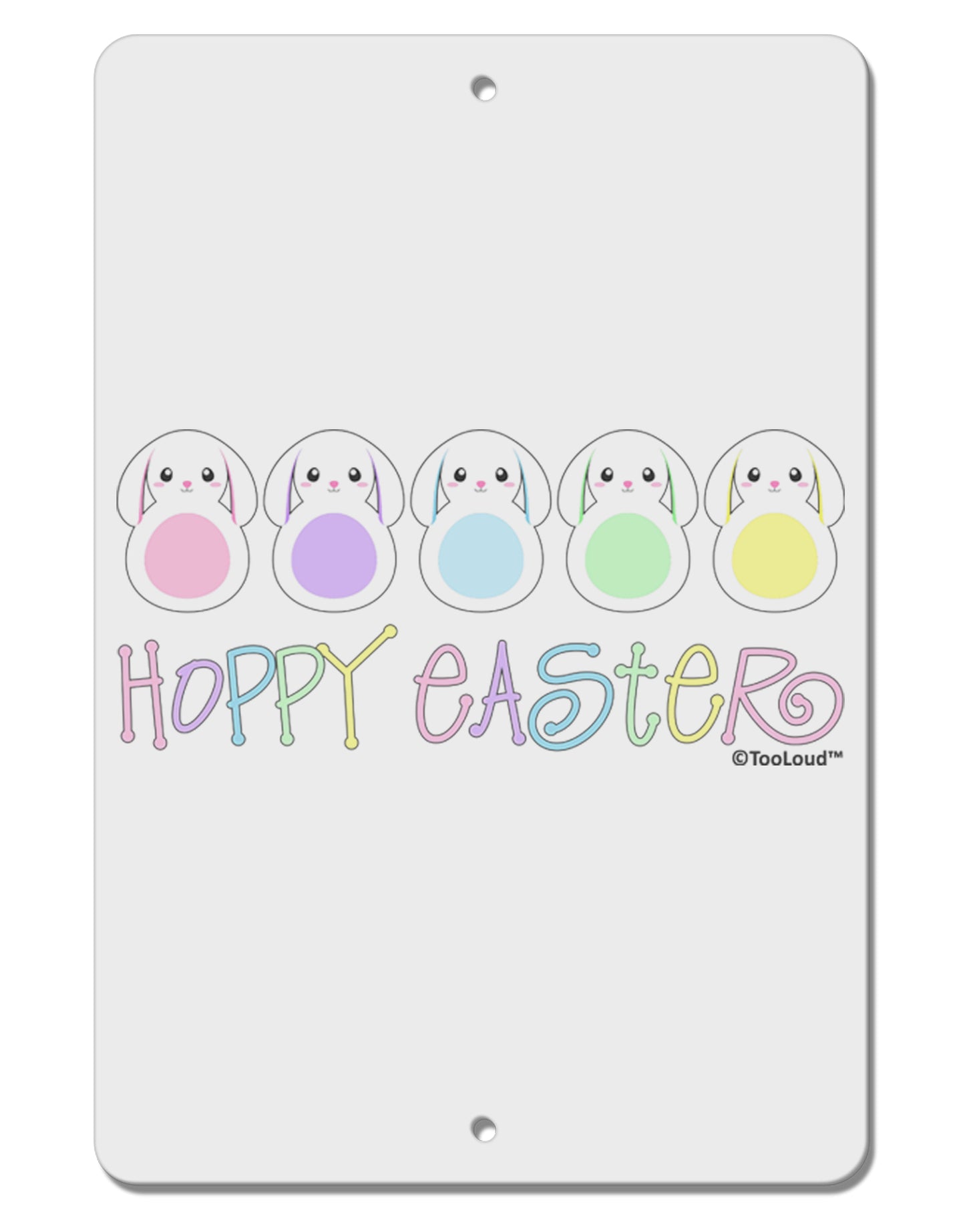 Cute Pastel Bunnies - Hoppy Easter Aluminum 8 x 12" Sign by TooLoud-TooLoud-White-Davson Sales