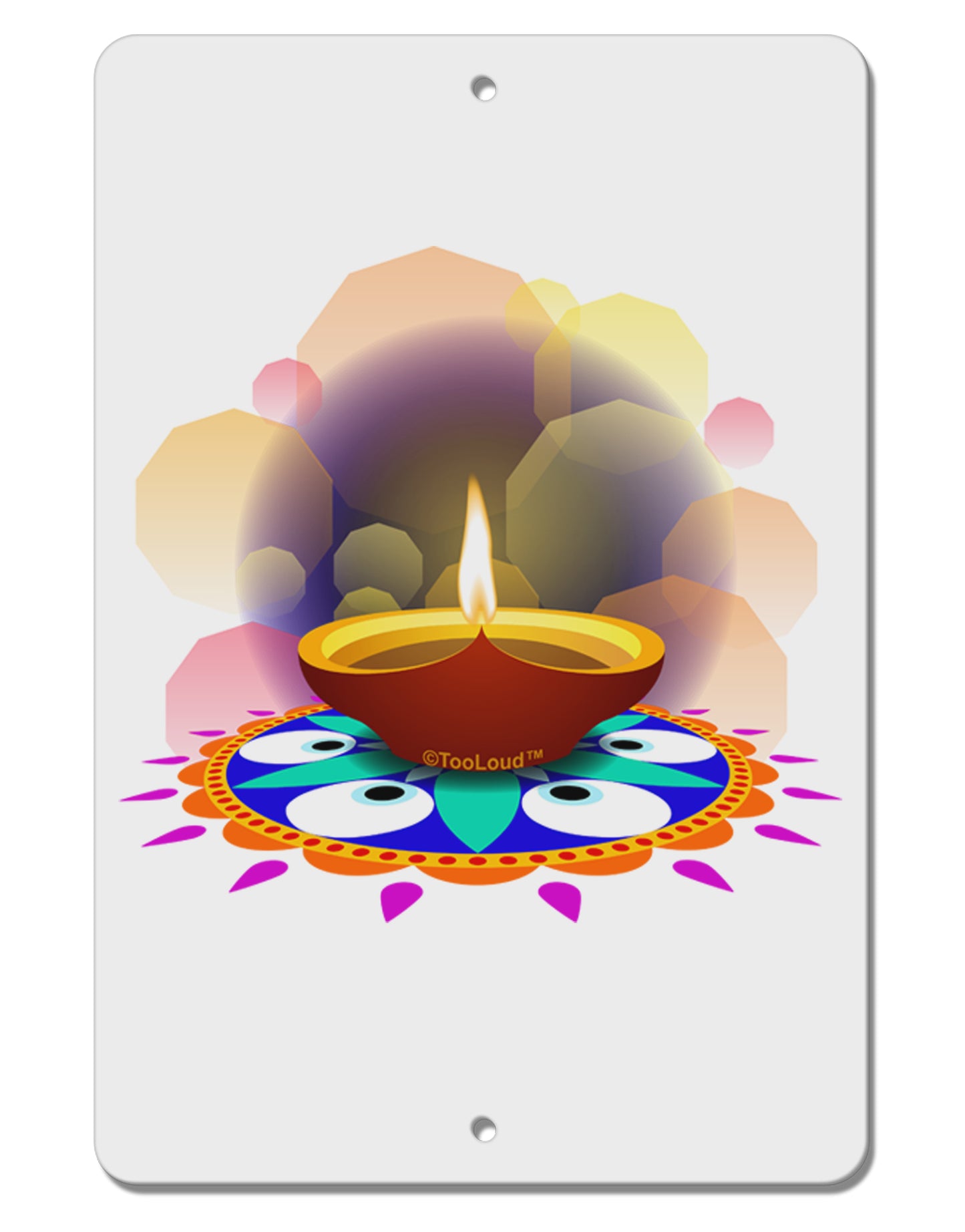 Festive Diya and Rangoli Aluminum 8 x 12" Sign by TooLoud-TooLoud-White-Davson Sales