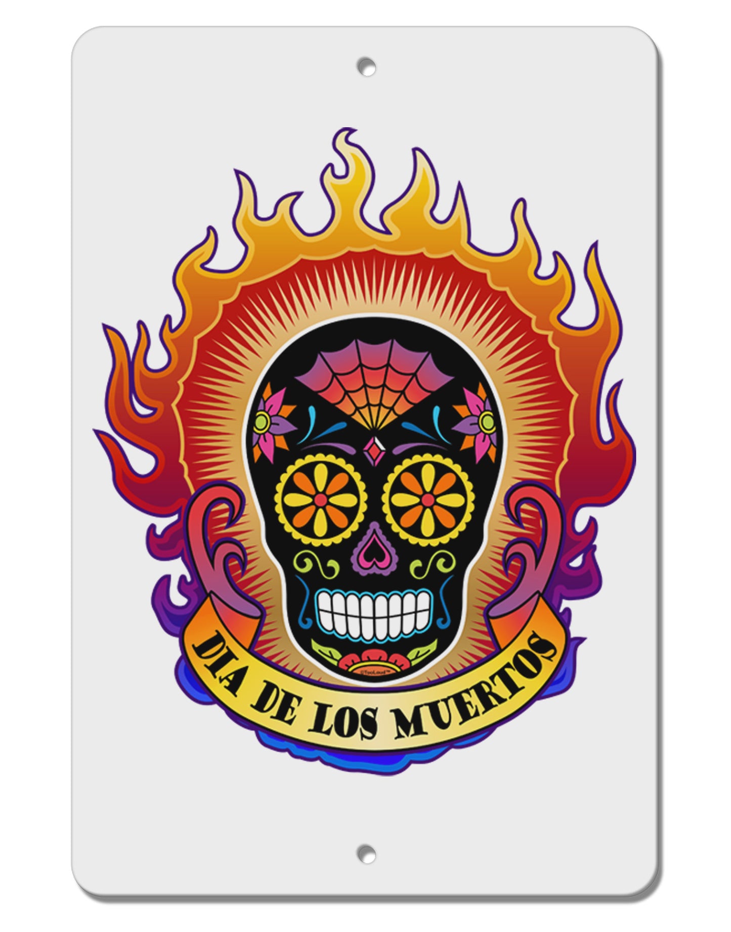 Dia de los Muertos Sacred Calavera Day of the Dead Aluminum 8 x 12" Sign-TooLoud-White-Davson Sales
