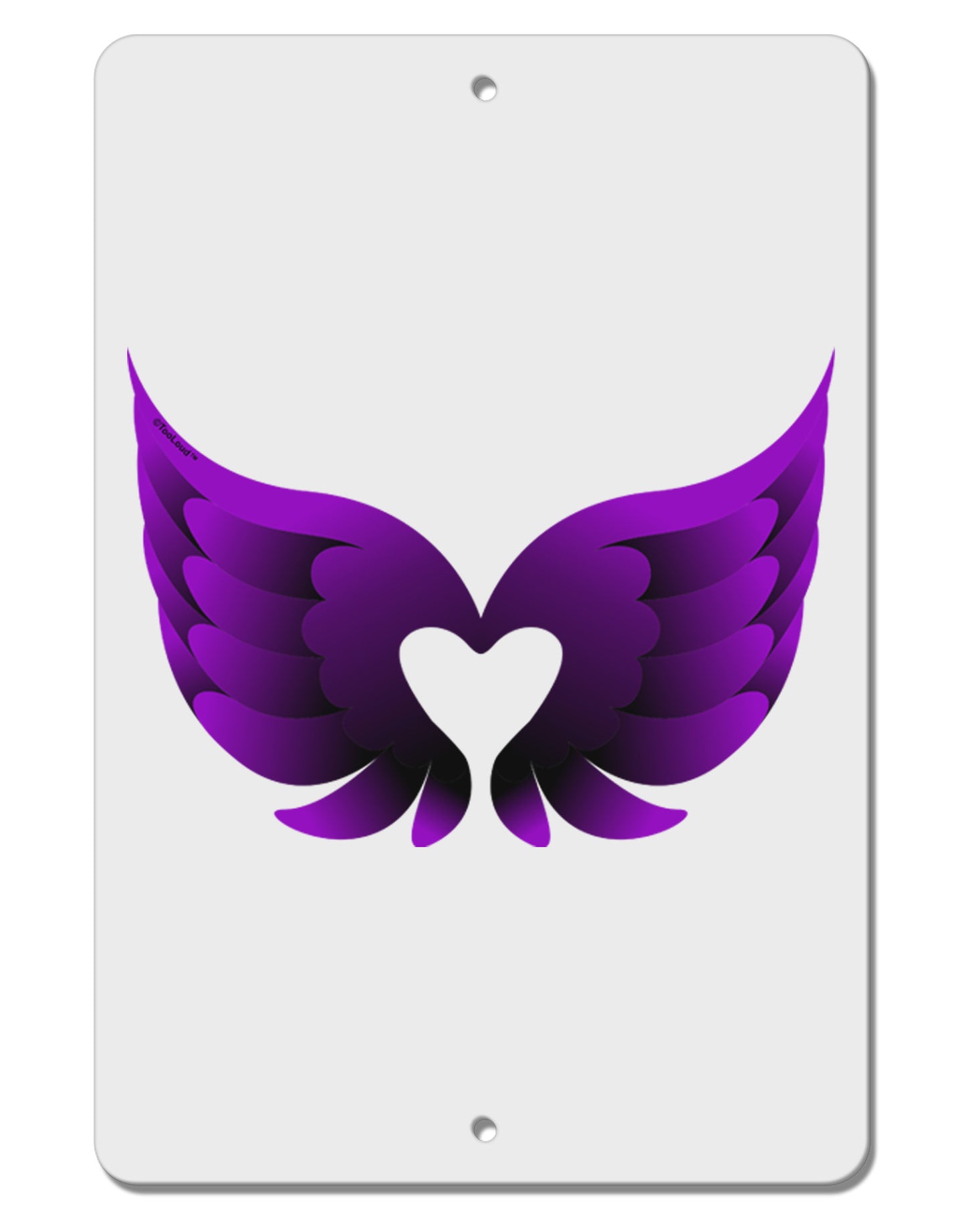 Cute Dark Angel Wings Black and Purple Heart Aluminum 8 x 12" Sign-TooLoud-White-Davson Sales