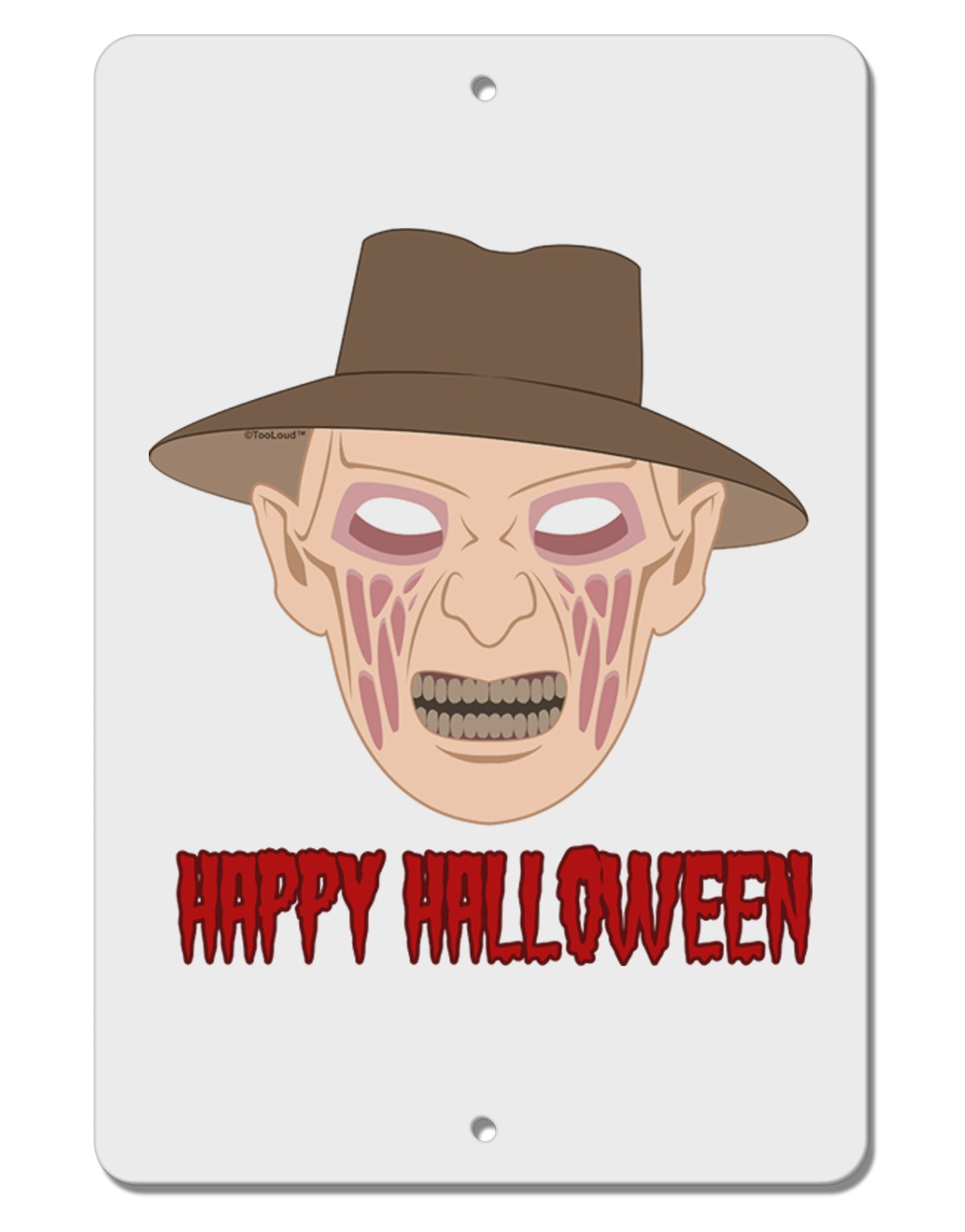 Scary Face With a Hat - Happy Halloween Aluminum 8 x 12" Sign-TooLoud-White-Davson Sales