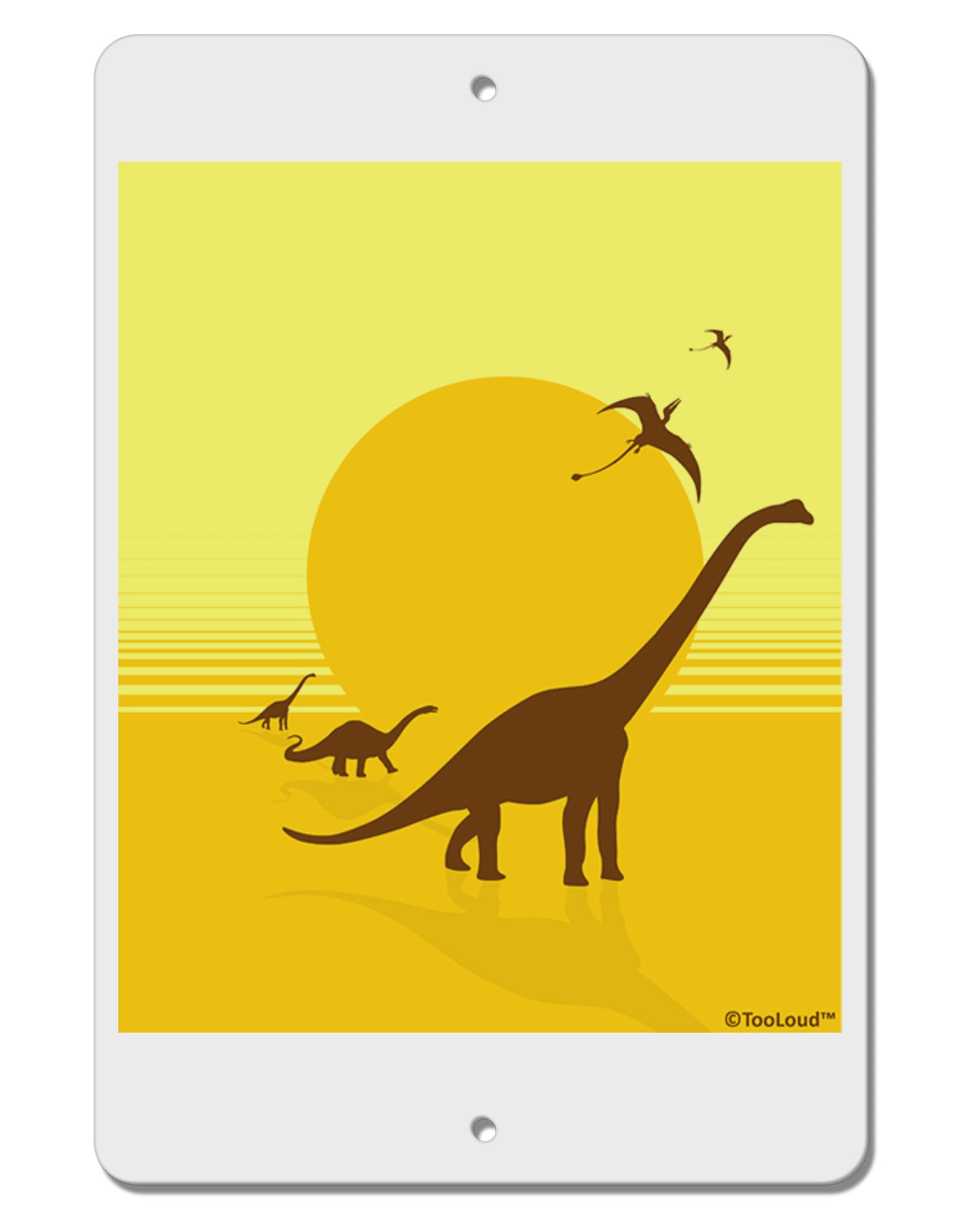 Brontosaurus and Pterodactyl Silhouettes with Sun Aluminum 8 x 12" Sign by TooLoud-TooLoud-White-Davson Sales