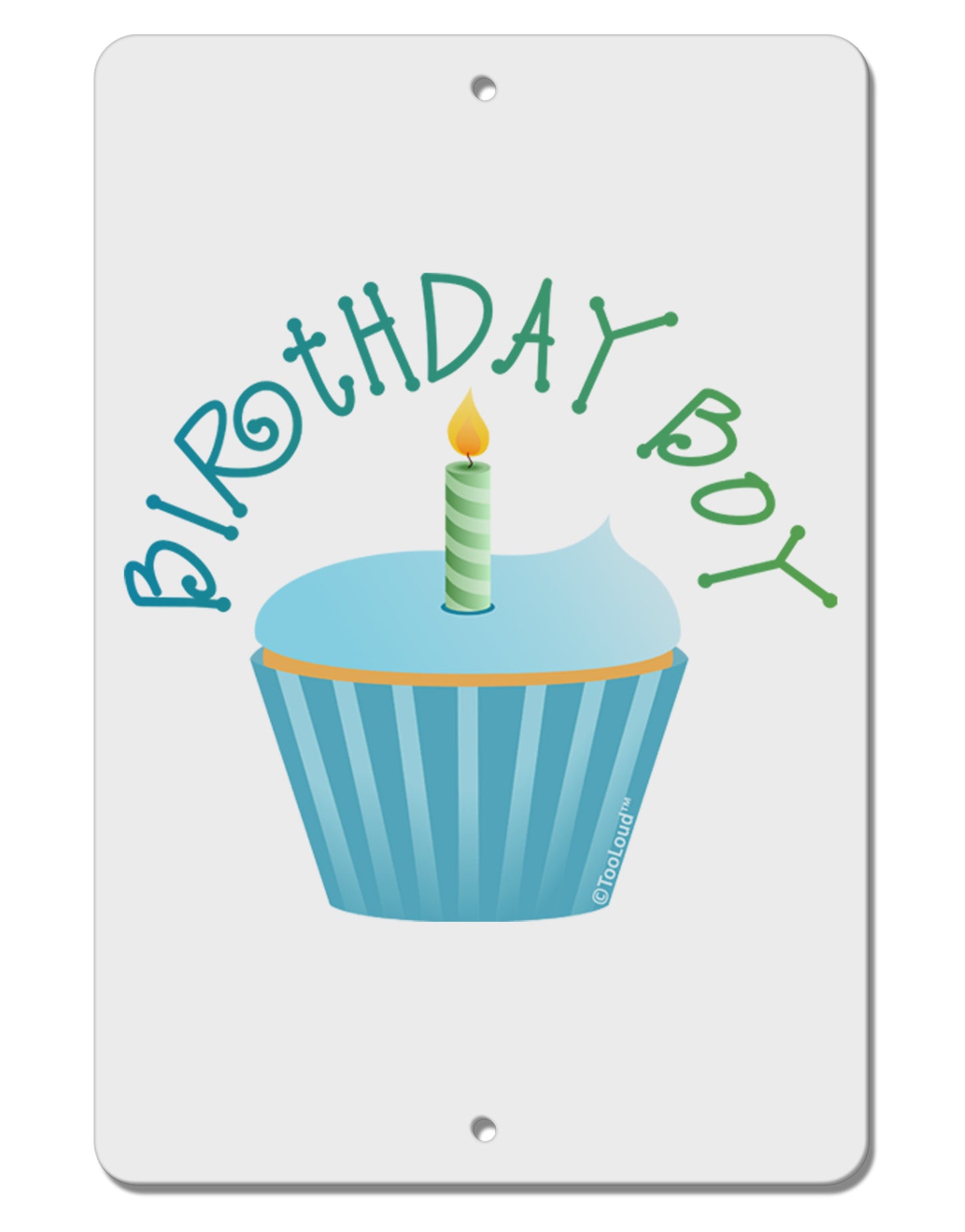 Birthday Boy - Candle Cupcake Aluminum 8 x 12" Sign by TooLoud-TooLoud-White-Davson Sales