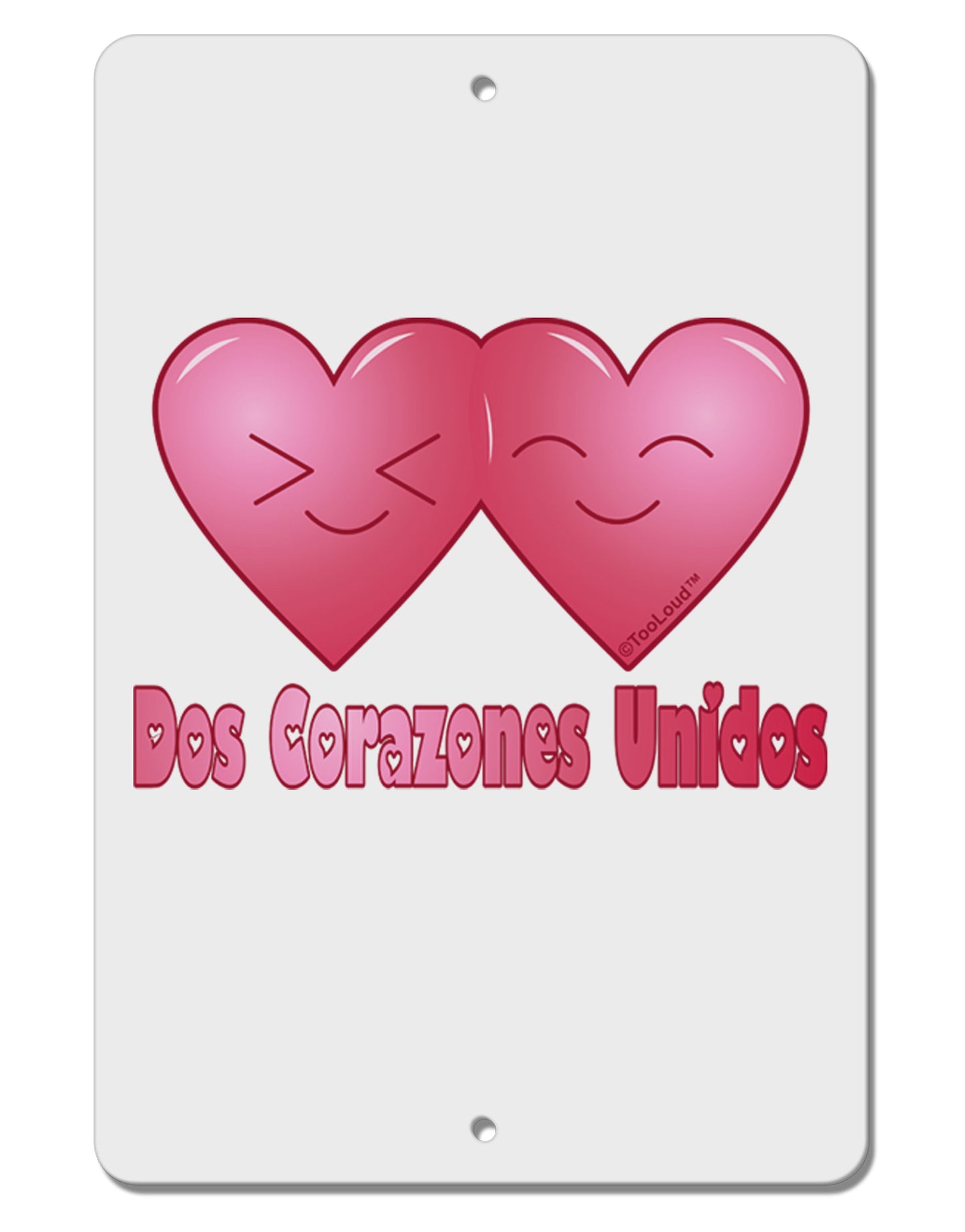 Dos Corazones Unidos Design Aluminum 8 x 12" Sign by TooLoud-TooLoud-White-Davson Sales