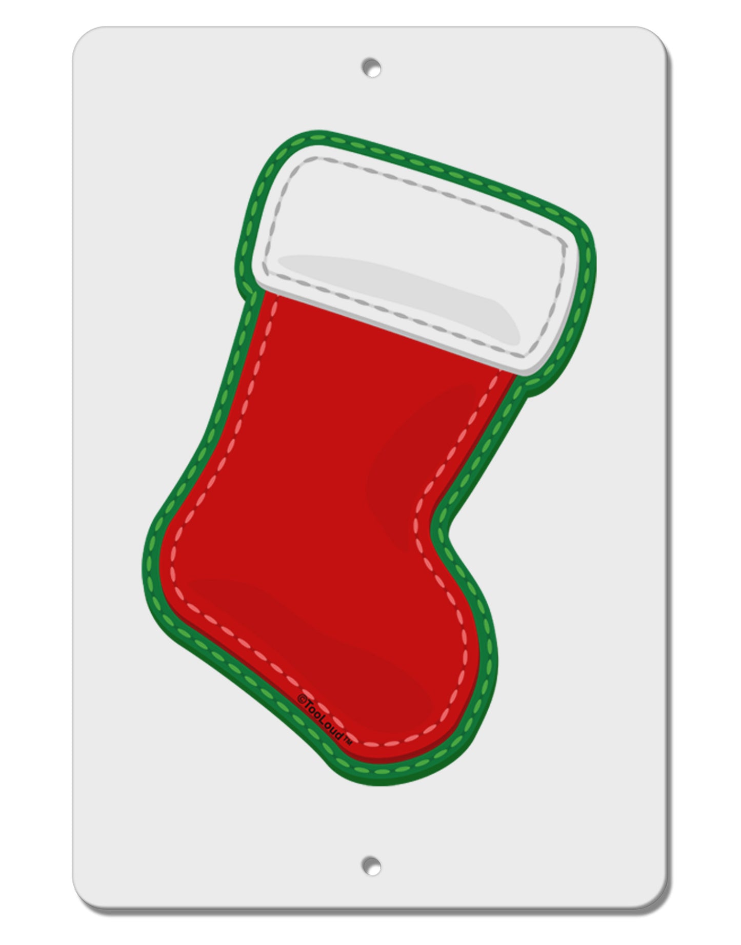 Cute Faux Applique Christmas Stocking Aluminum 8 x 12" Sign-TooLoud-White-Davson Sales