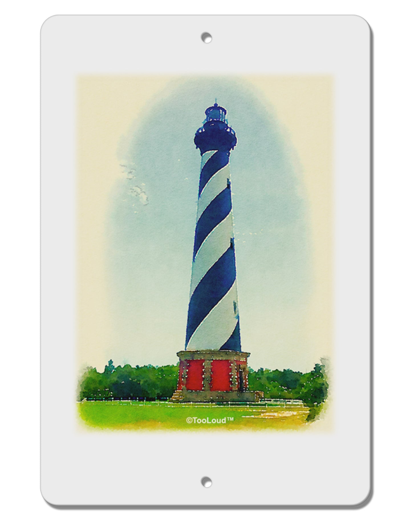 Watercolor Lighthouse 1 Aluminum 8 x 12" Sign-TooLoud-White-Davson Sales