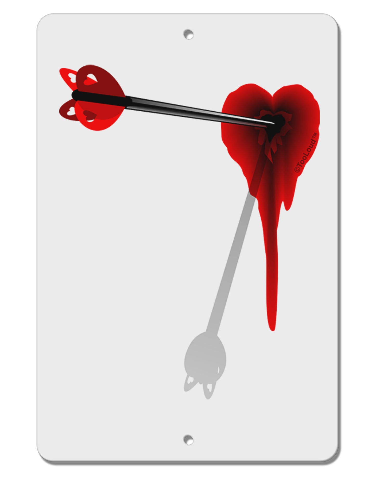 Cupid's Arrow Heart Shot Wound Aluminum 8 x 12" Sign-TooLoud-White-Davson Sales