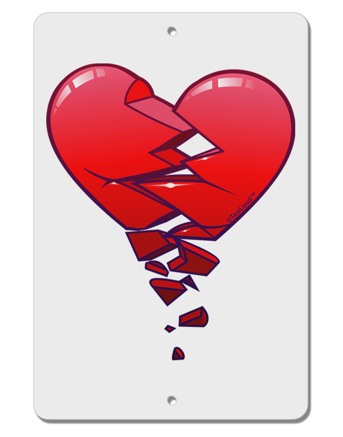 Crumbling Broken Heart Aluminum 8 x 12" Sign by TooLoud-TooLoud-White-Davson Sales