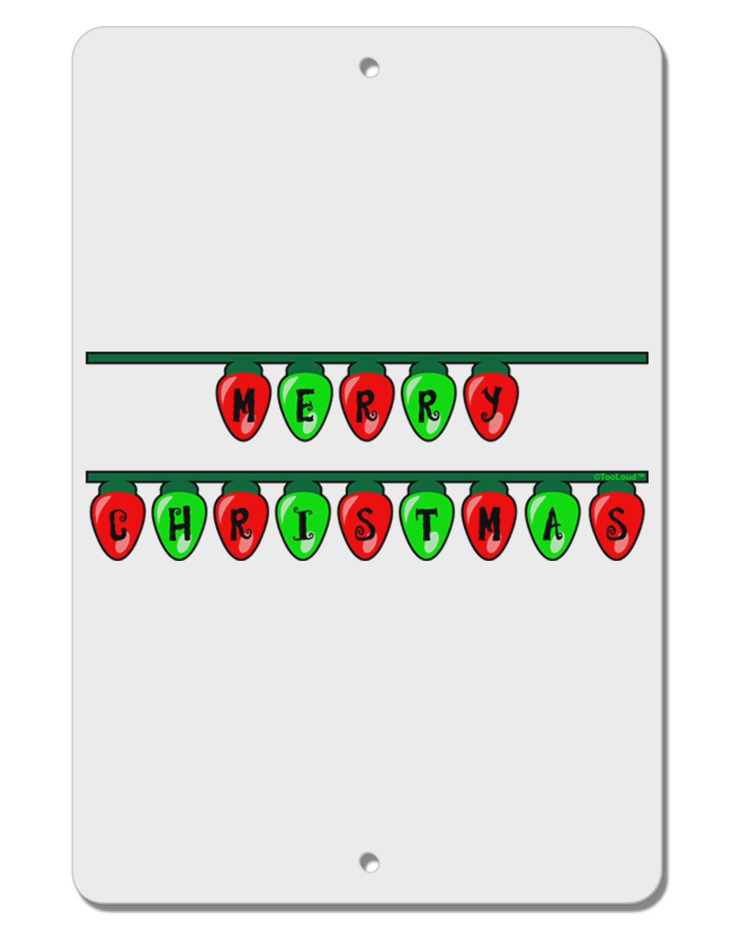 Merry Christmas Lights Red and Green Aluminum 8 x 12" Sign-TooLoud-White-Davson Sales