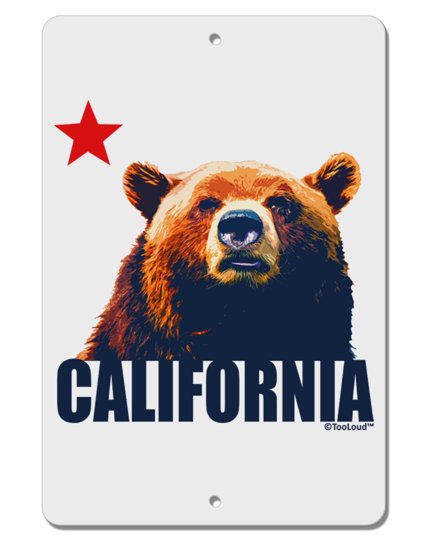 California Republic Design - Grizzly Bear and Star Aluminum 8 x 12" Sign by TooLoud-TooLoud-White-Davson Sales