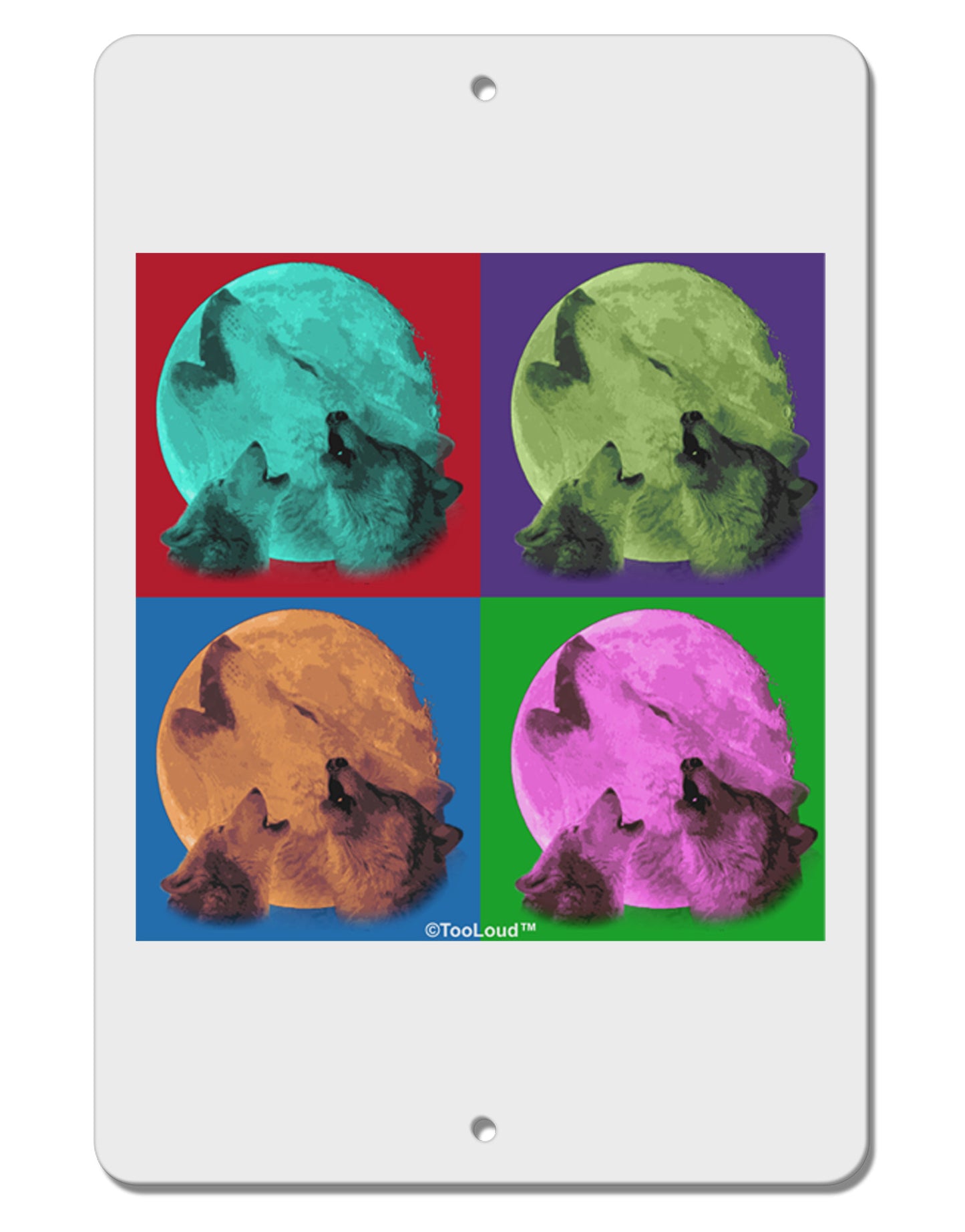 Three Wolves Howling - Pop-Art #1 Aluminum 8 x 12" Sign by TooLoud-TooLoud-White-Davson Sales