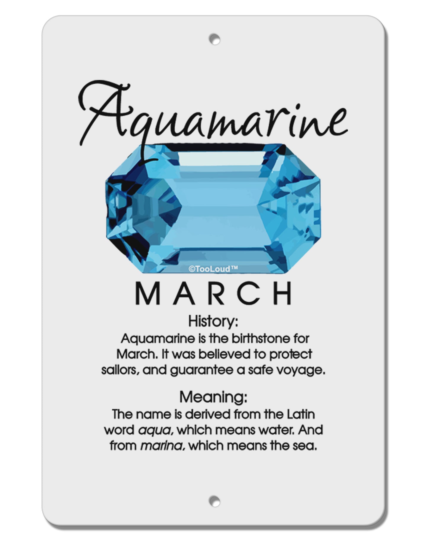 Birthstone Aquamarine Aluminum 8 x 12" Sign by TooLoud-TooLoud-White-Davson Sales