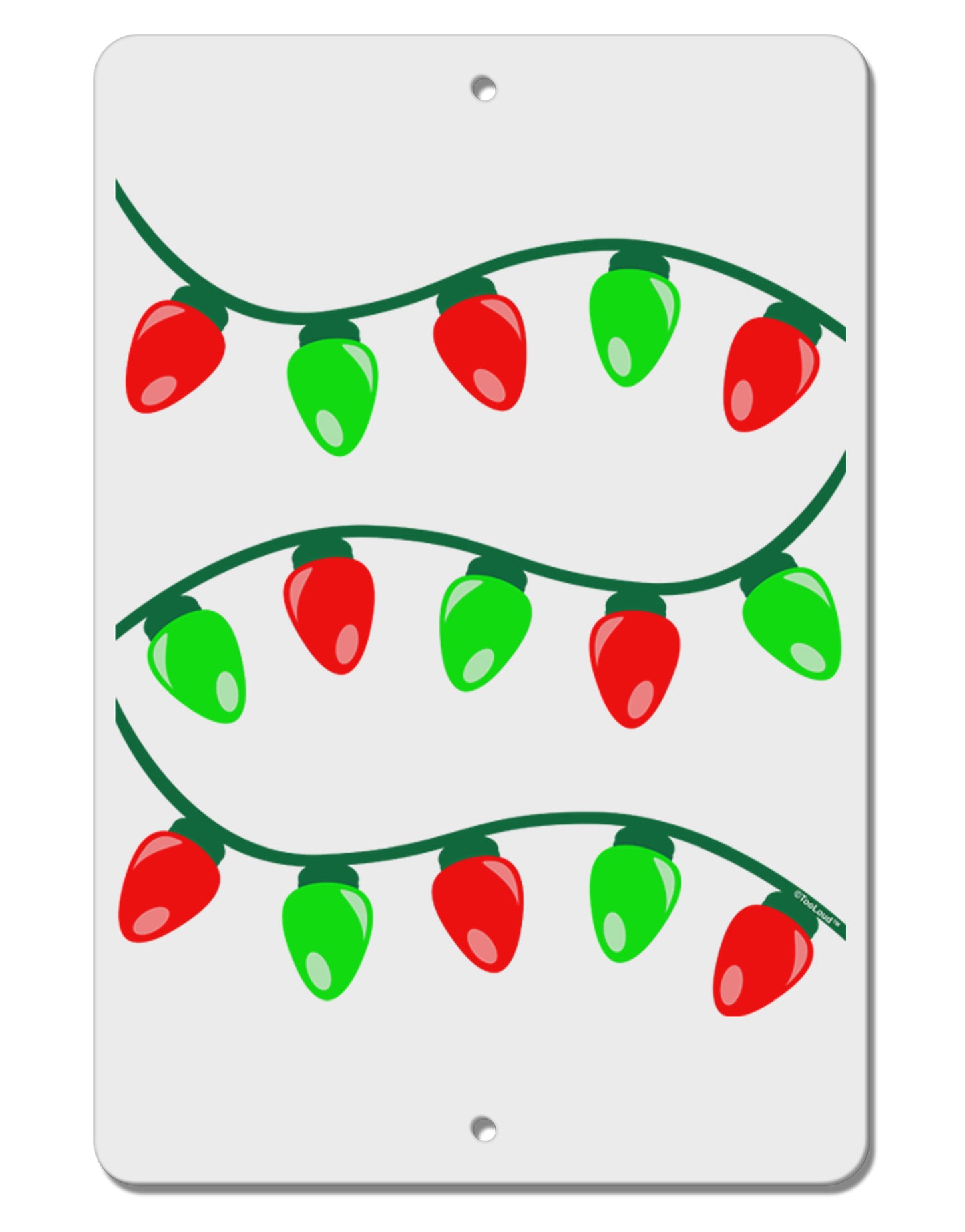 Christmas Lights Red and Green Aluminum 8 x 12" Sign-TooLoud-White-Davson Sales