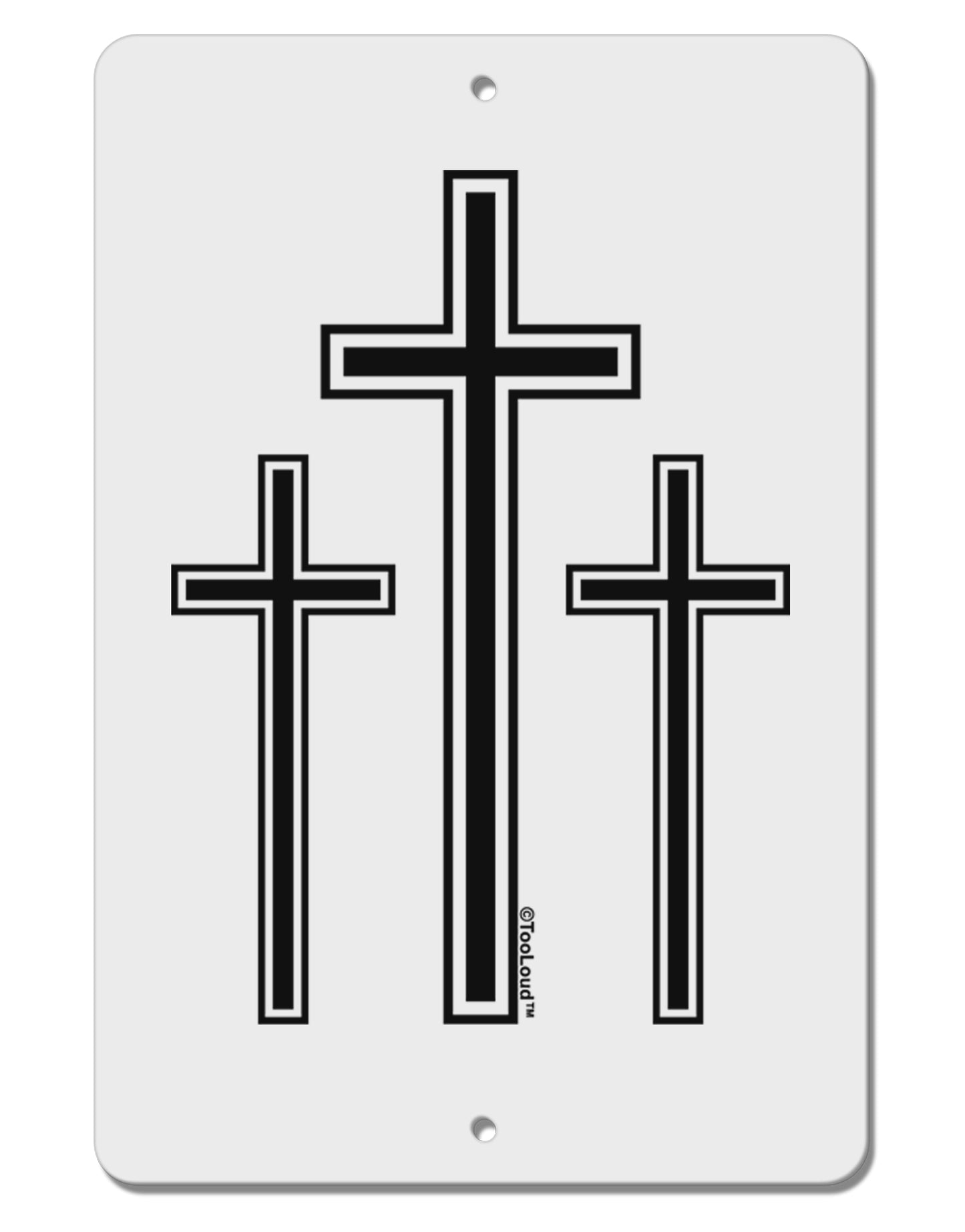 Three Cross Design - Easter Aluminum 8 x 12" Sign by TooLoud-TooLoud-White-Davson Sales