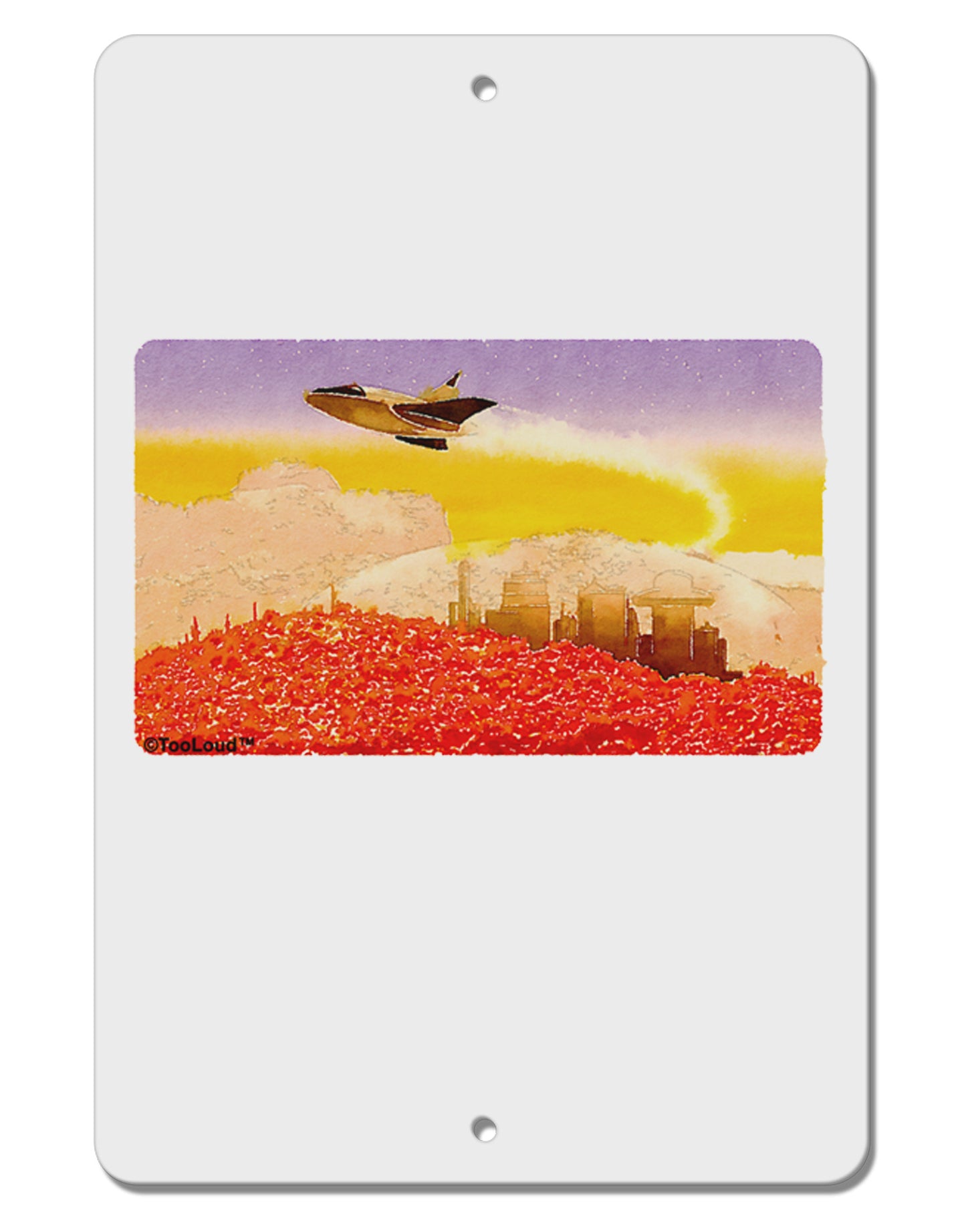 Planet Mars Watercolor Aluminum 8 x 12" Sign-TooLoud-White-Davson Sales