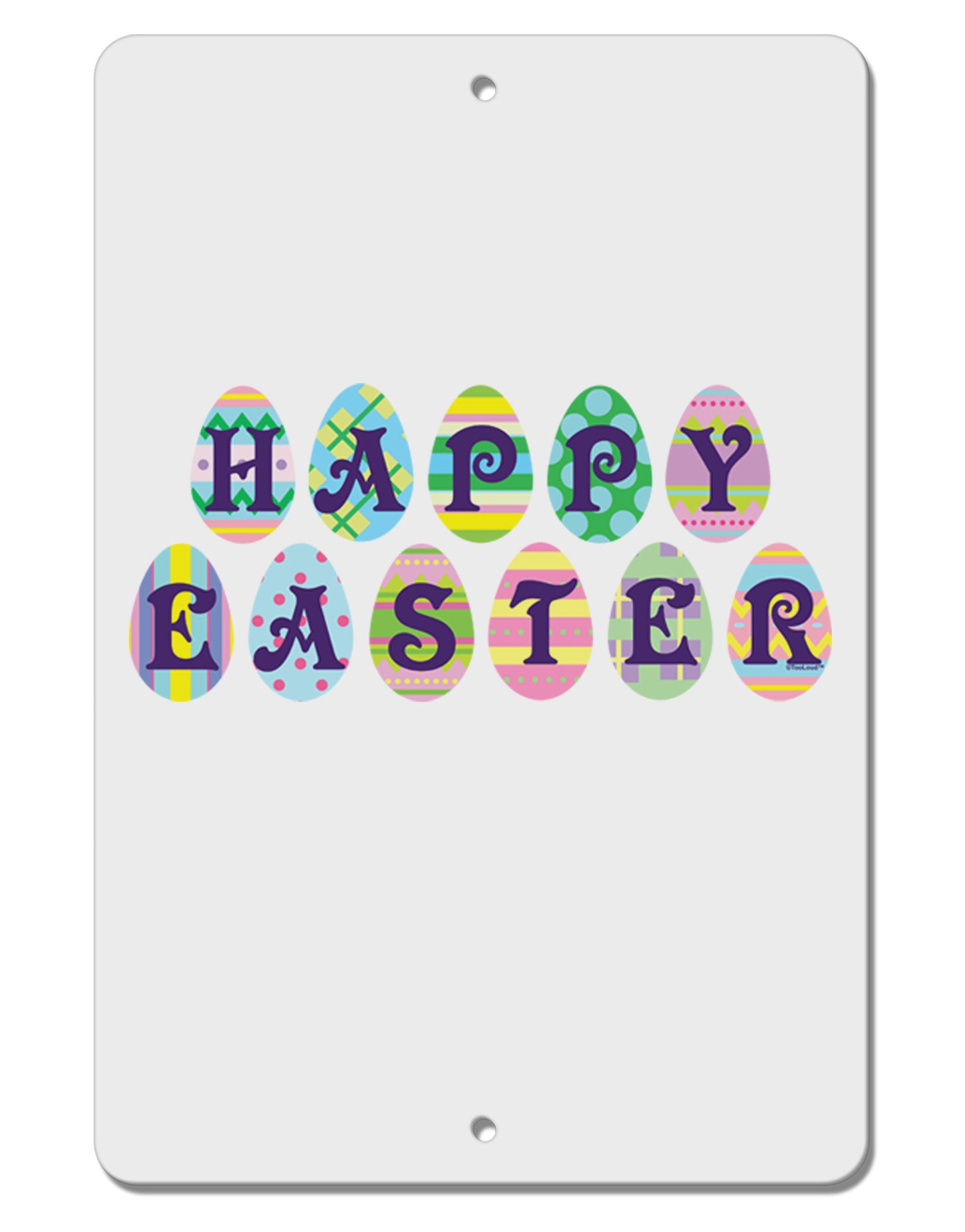 Easter Eggs Happy Easter Aluminum 8 x 12" Sign-TooLoud-White-Davson Sales