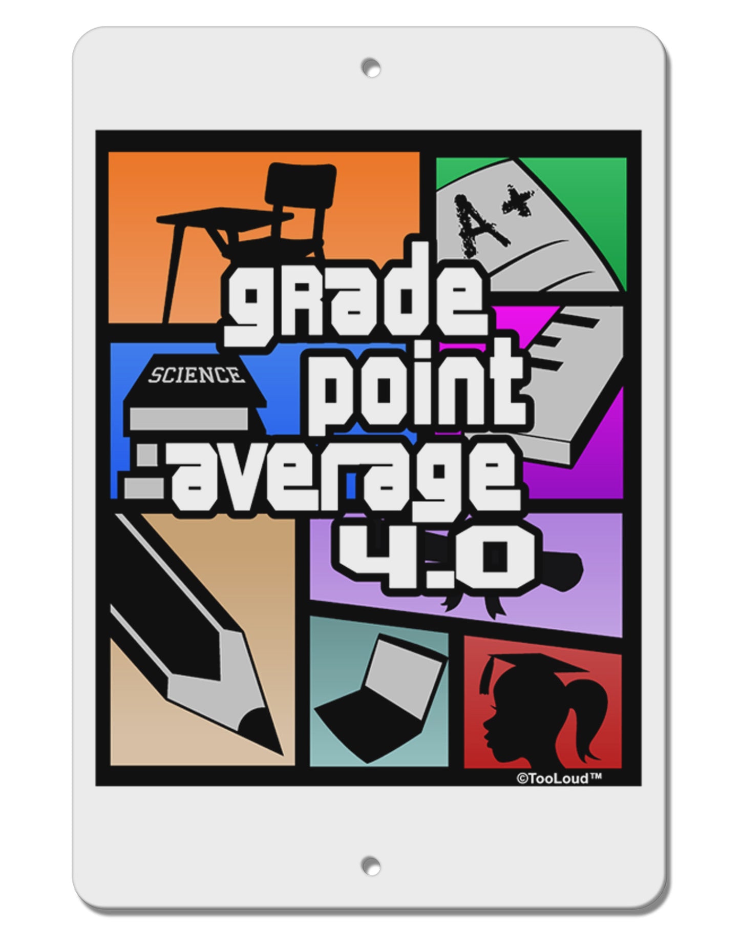 GPA 4 - Grade Point Average Aluminum 8 x 12" Sign by TooLoud-TooLoud-White-Davson Sales