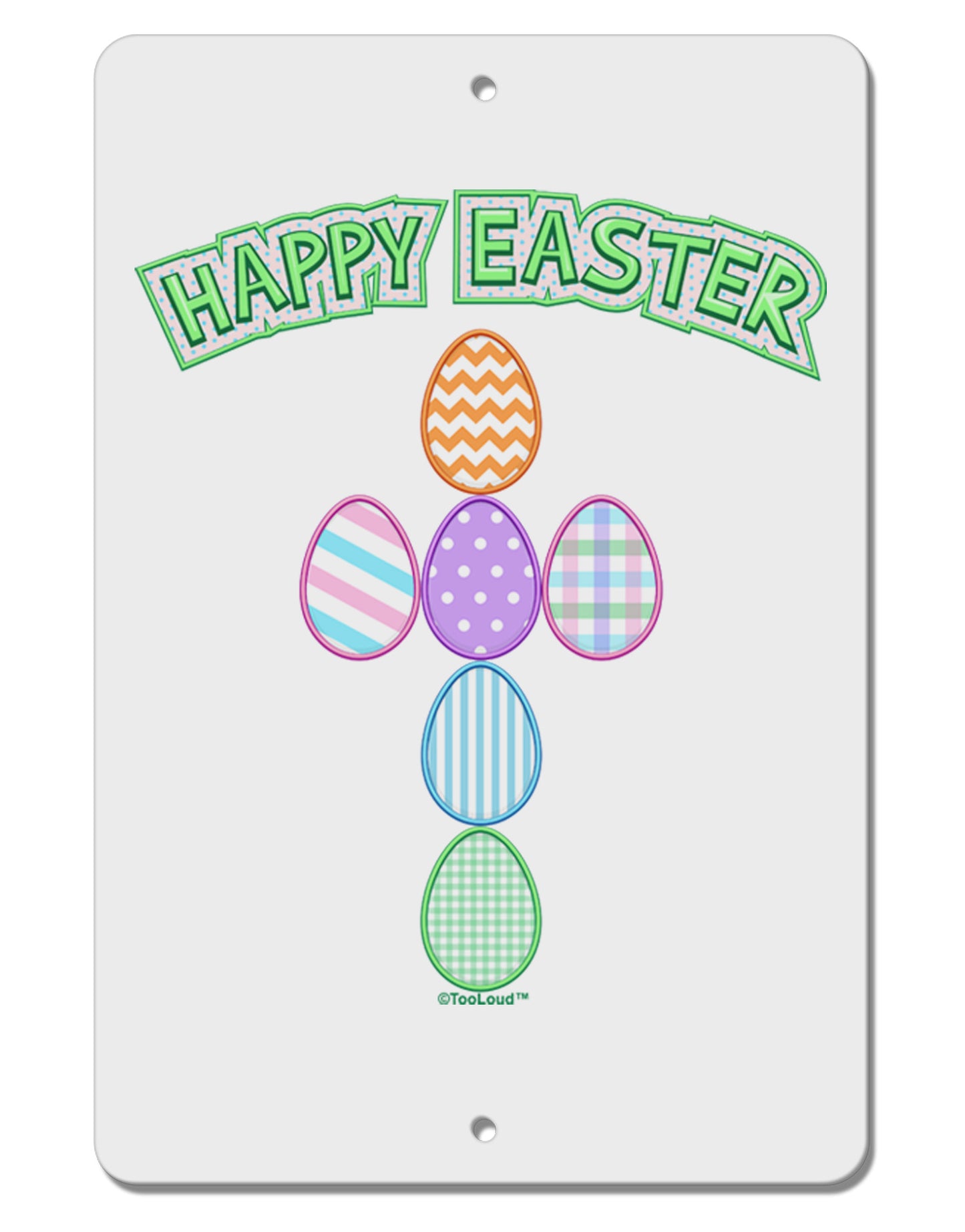 Happy Easter Egg Cross Faux Applique Aluminum 8 x 12" Sign-TooLoud-White-Davson Sales
