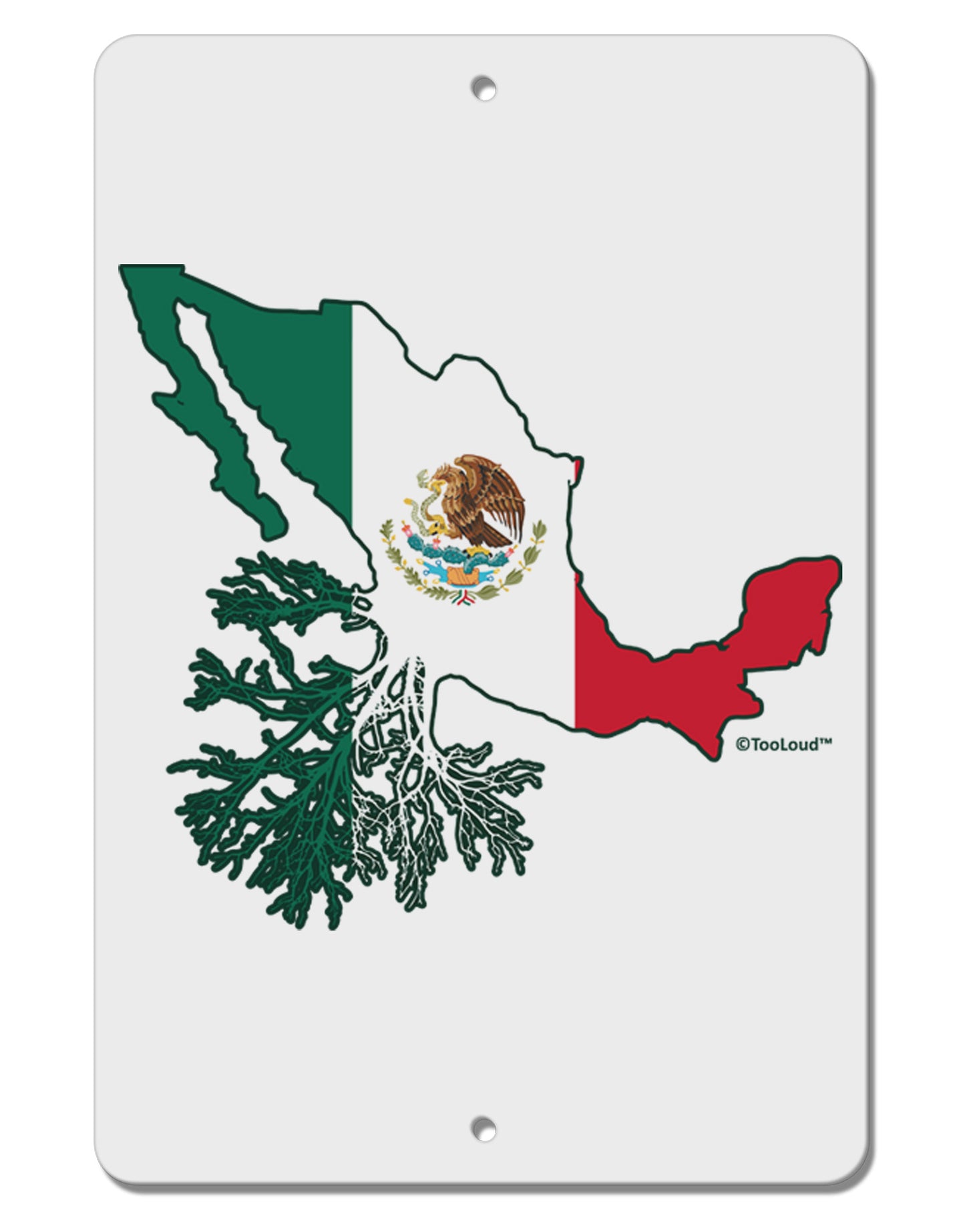 Mexican Roots - Mexico Outline Mexican Flag Aluminum 8 x 12" Sign by TooLoud-TooLoud-White-Davson Sales