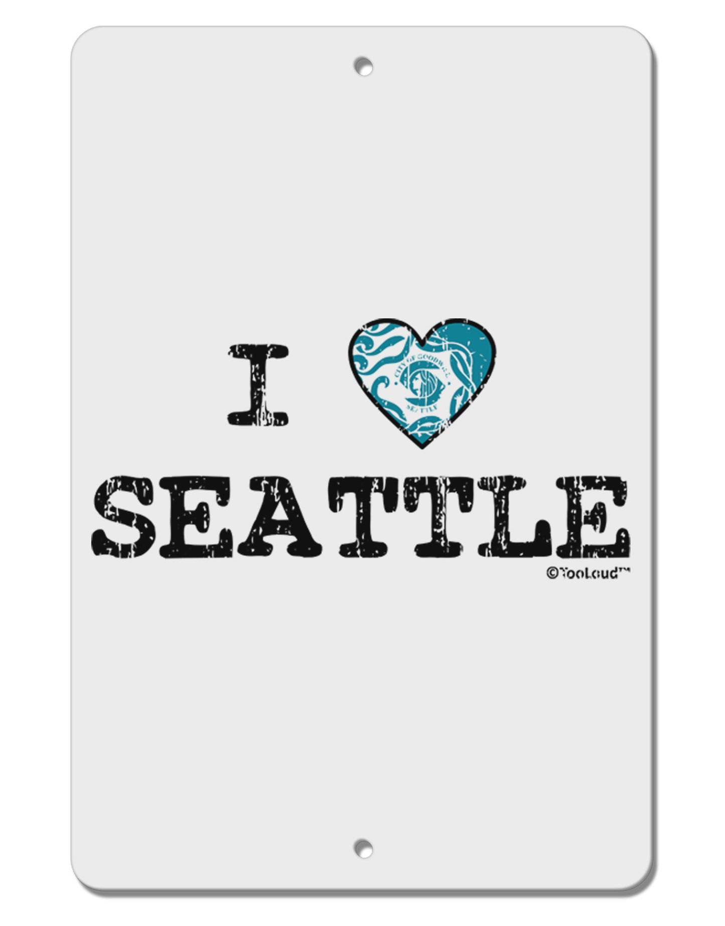 Distressed I Heart Seattle - Heart Flag Aluminum 8 x 12" Sign by TooLoud-TooLoud-White-Davson Sales