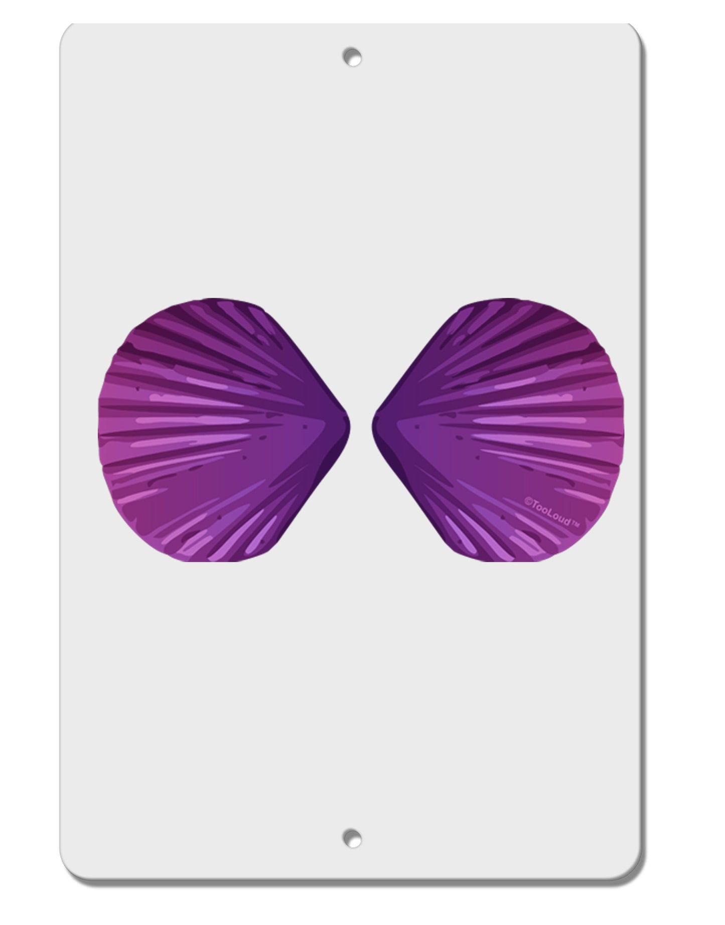 Mermaid Shell Bra Purple Aluminum 8 x 12" Sign by TooLoud-TooLoud-White-Davson Sales