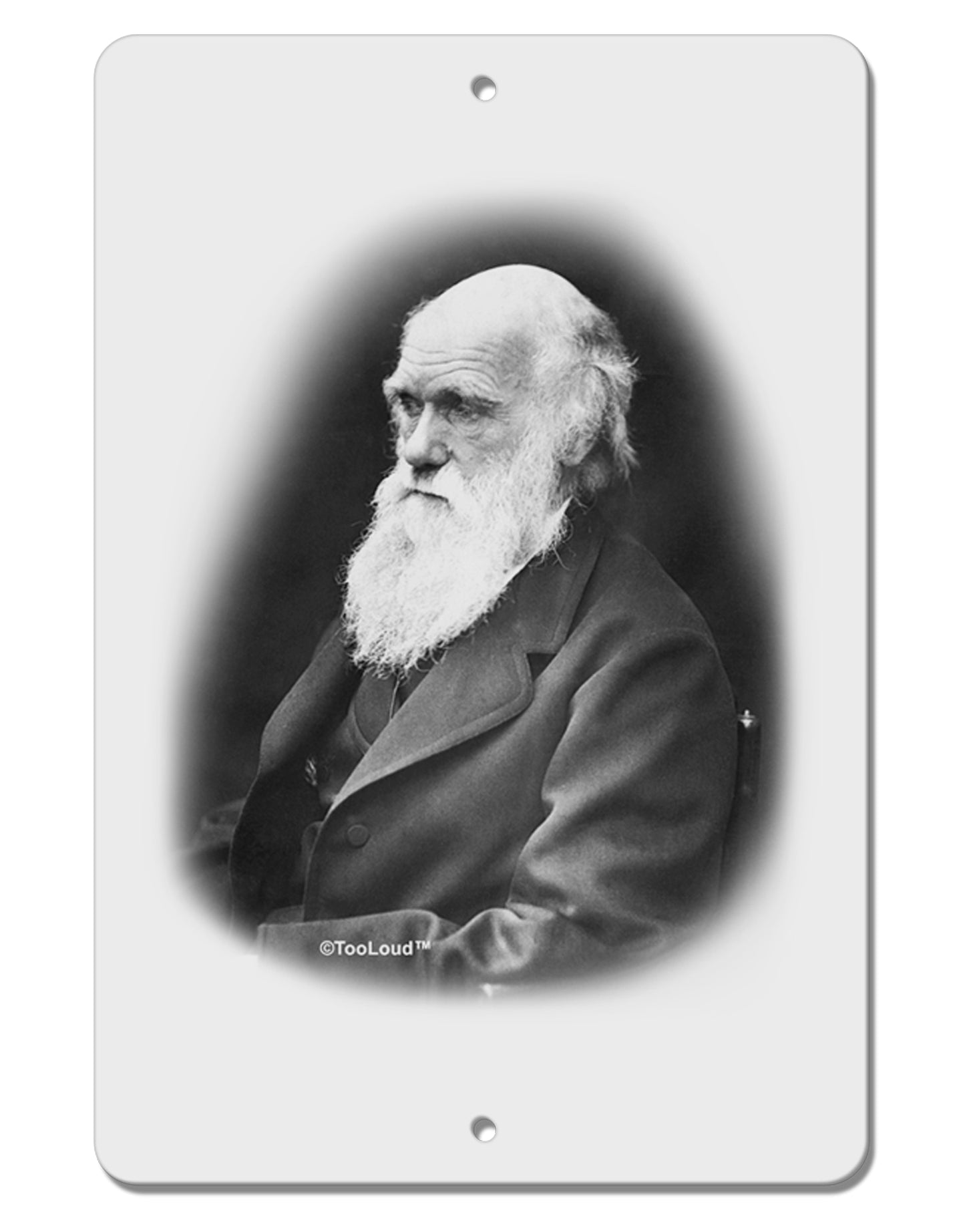 Charles Darwin Black and White Aluminum 8 x 12" Sign by TooLoud-TooLoud-White-Davson Sales