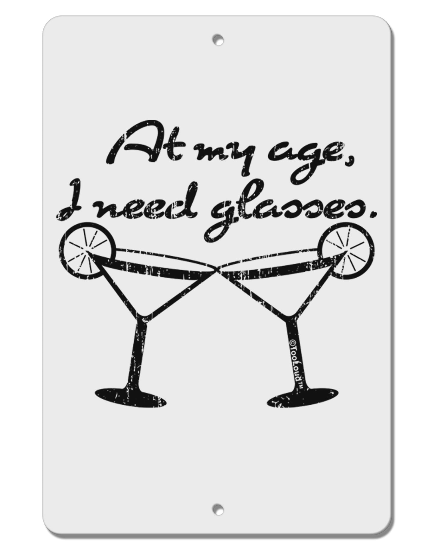 I Need Glasses - Margarita Distressed Aluminum 8 x 12" Sign by TooLoud-TooLoud-White-Davson Sales