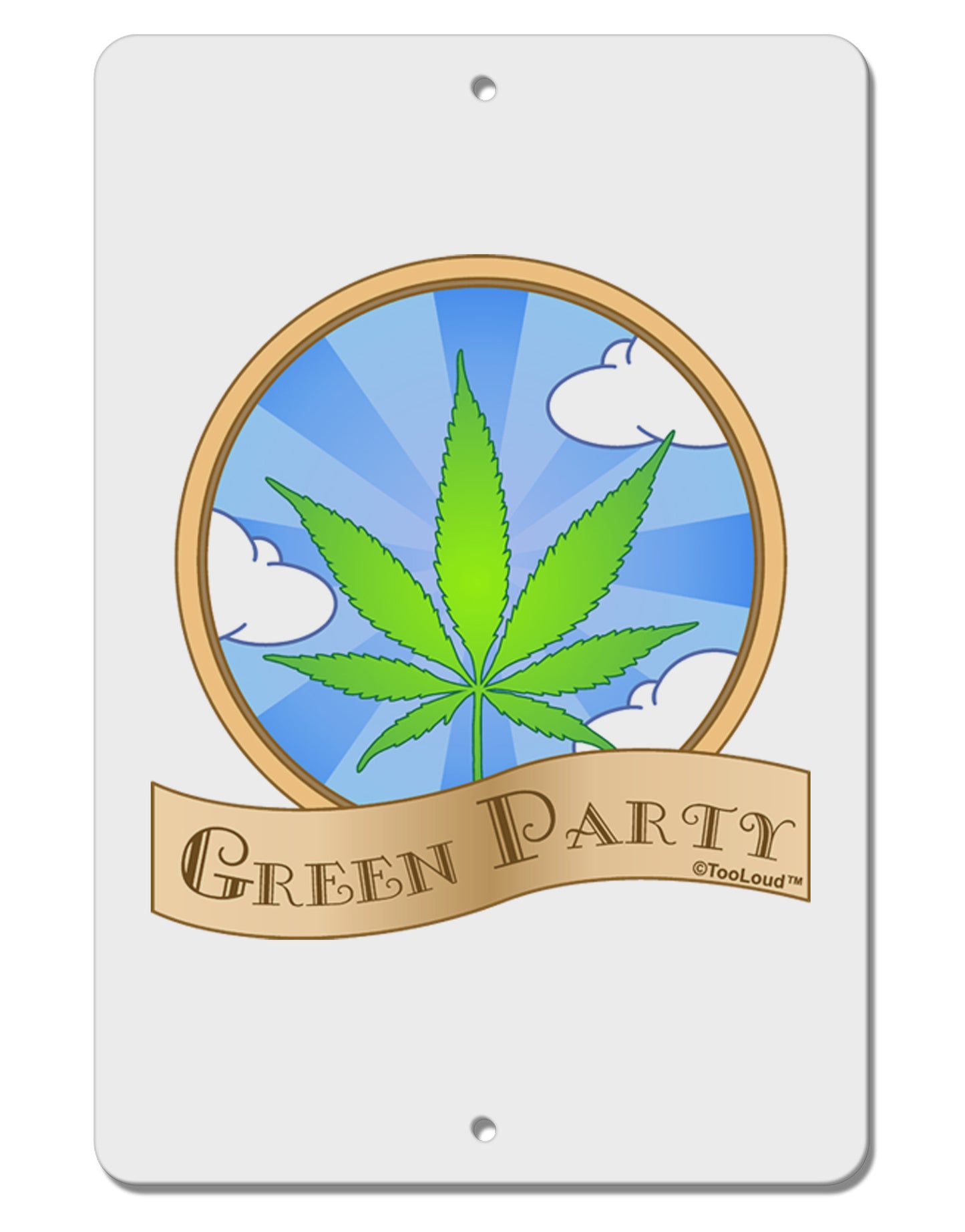 Green Party Symbol Aluminum 8 x 12" Sign-TooLoud-White-Davson Sales