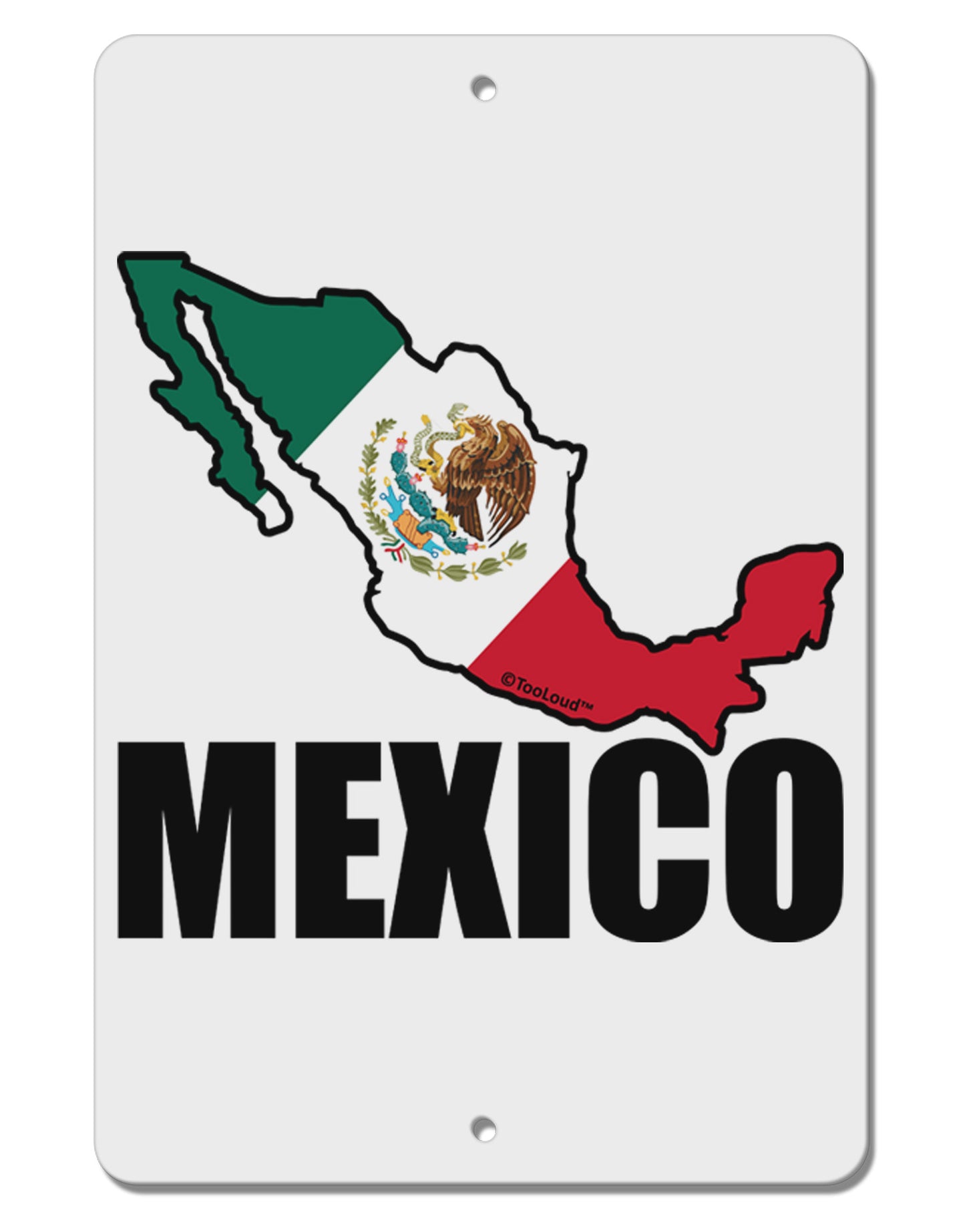 Mexico Outline - Mexican Flag - Mexico Text Aluminum 8 x 12" Sign by TooLoud-TooLoud-White-Davson Sales