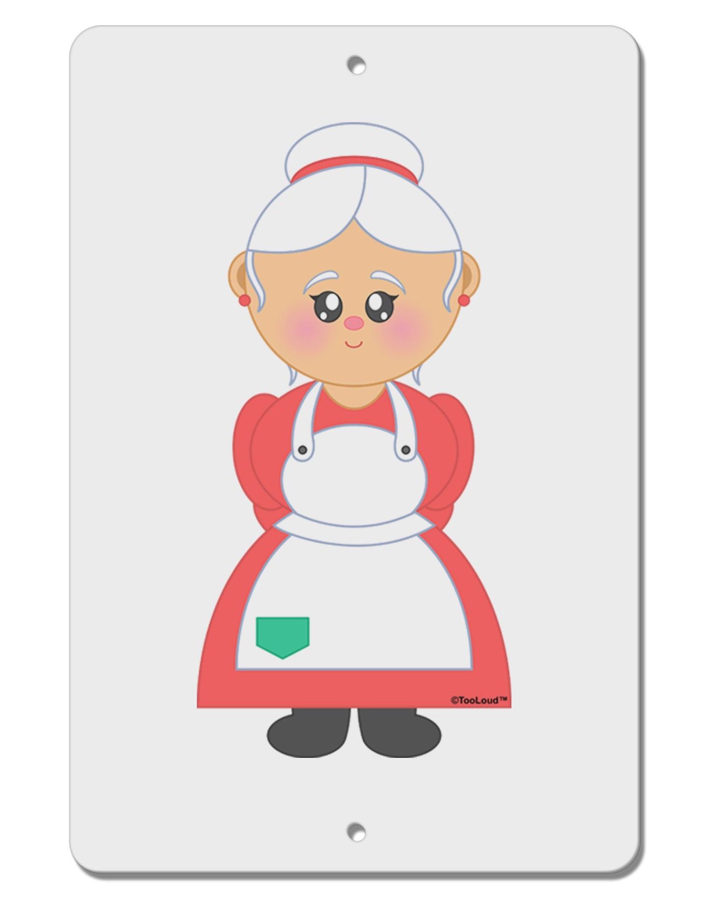 Cute Mrs Santa Claus Christmas Aluminum 8 x 12" Sign-TooLoud-White-Davson Sales