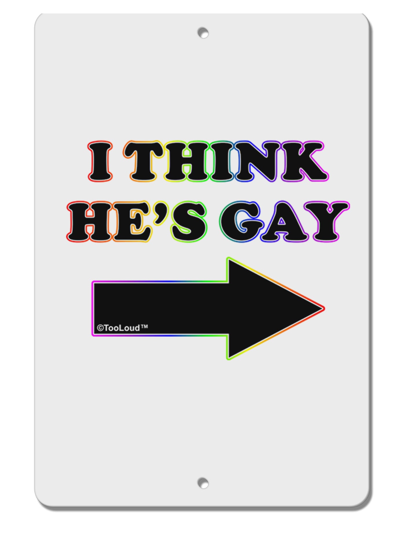 I Think He's Gay Right Aluminum 8 x 12" Sign by TooLoud-TooLoud-White-Davson Sales