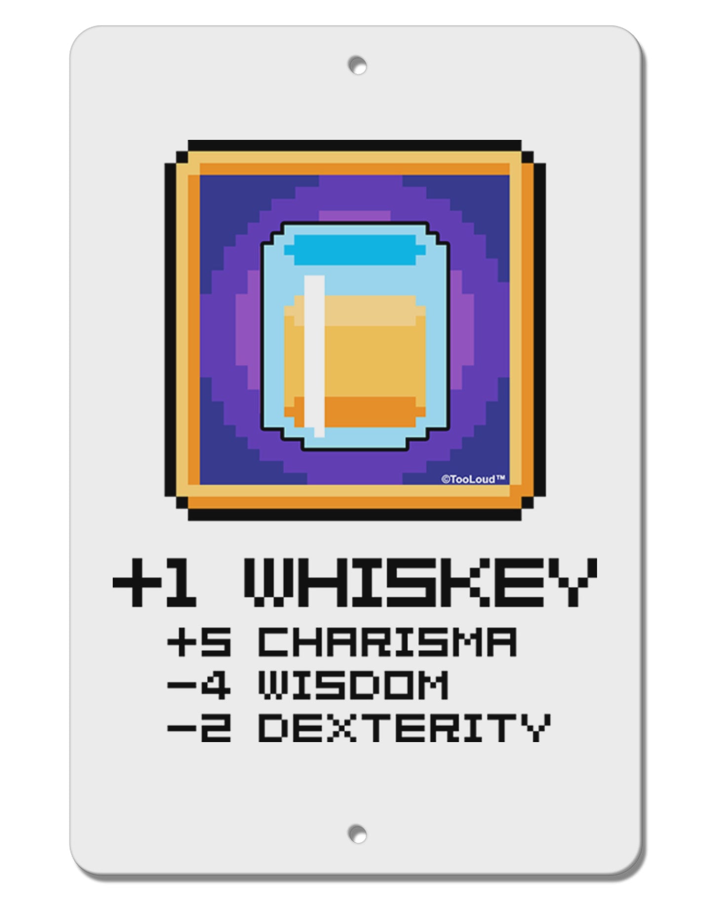 Pixel Whiskey Item Aluminum 8 x 12" Sign-TooLoud-White-Davson Sales