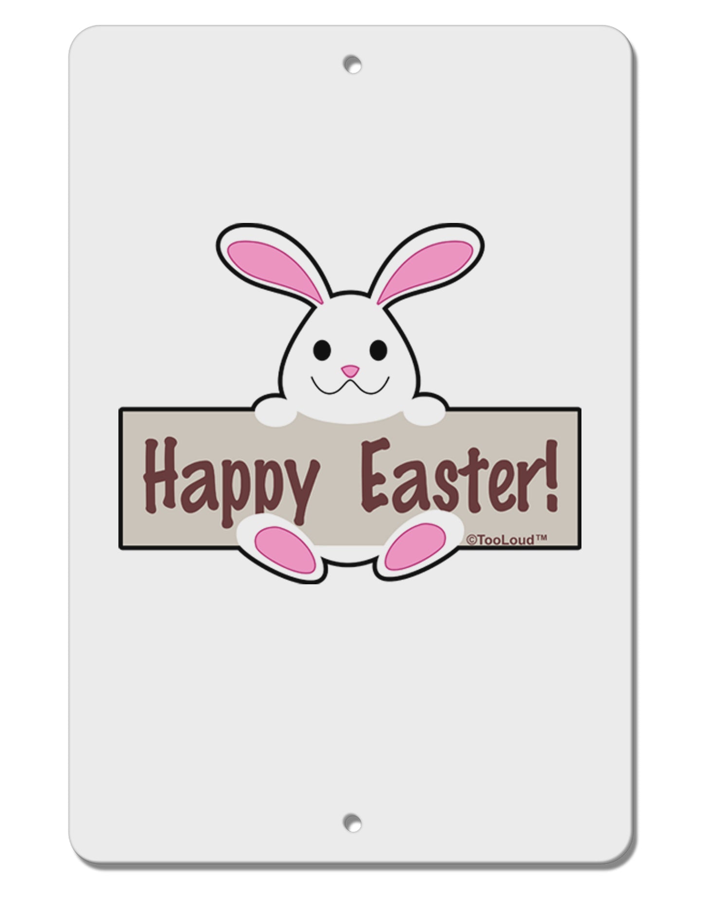Cute Bunny - Happy Easter Aluminum 8 x 12" Sign by TooLoud-TooLoud-White-Davson Sales