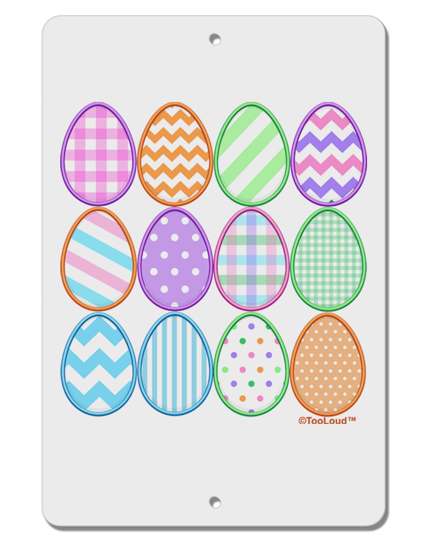 Cute Faux Applique Easter Eggs Aluminum 8 x 12" Sign-TooLoud-White-Davson Sales