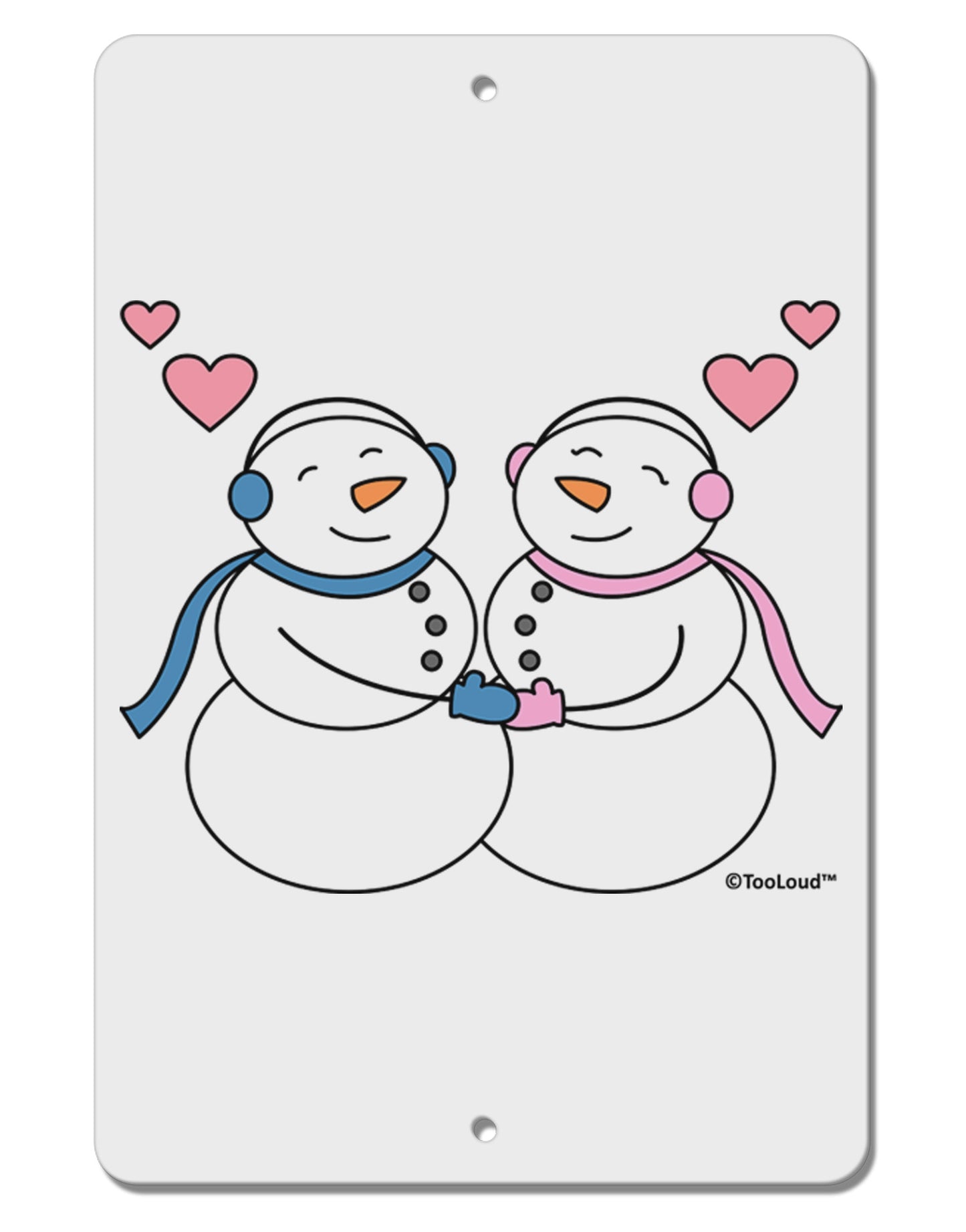 Cute Snowman and Snowwoman Couple Aluminum 8 x 12" Sign by TooLoud-TooLoud-White-Davson Sales