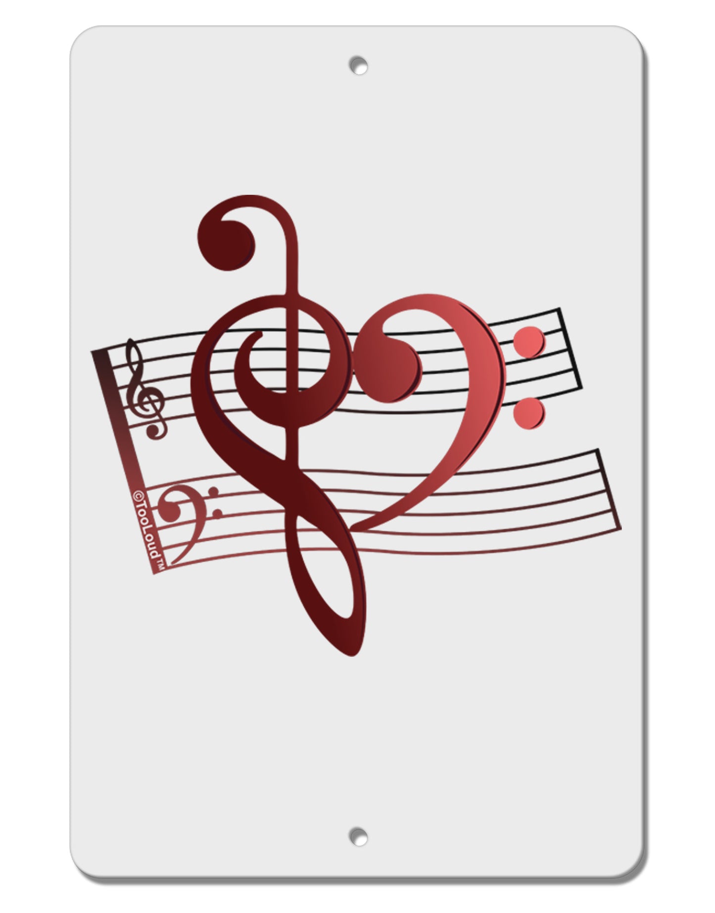 Heart Sheet Music Aluminum 8 x 12" Sign-TooLoud-White-Davson Sales