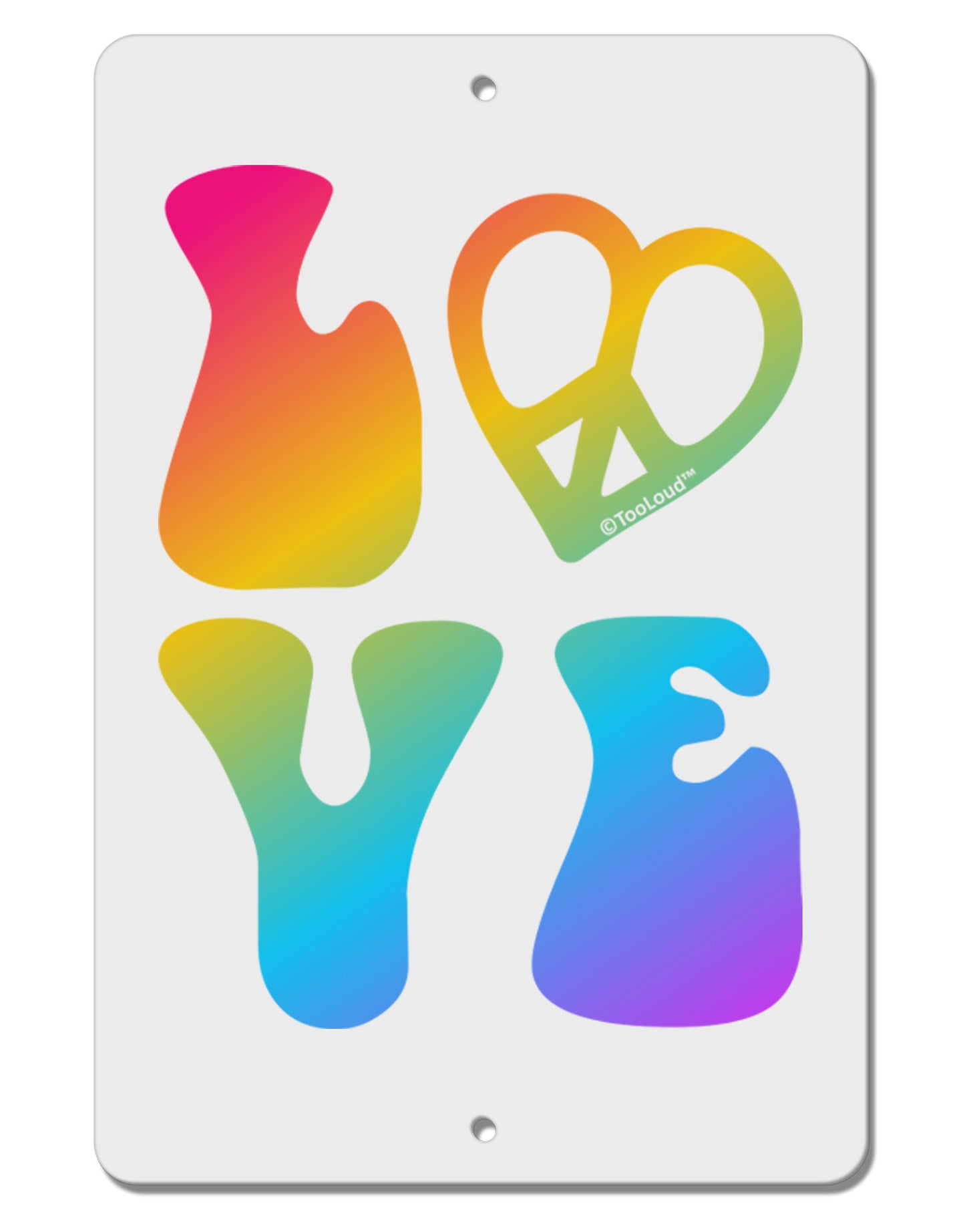Peace and Love - Peace Heart Love Aluminum 8 x 12" Sign-TooLoud-White-Davson Sales