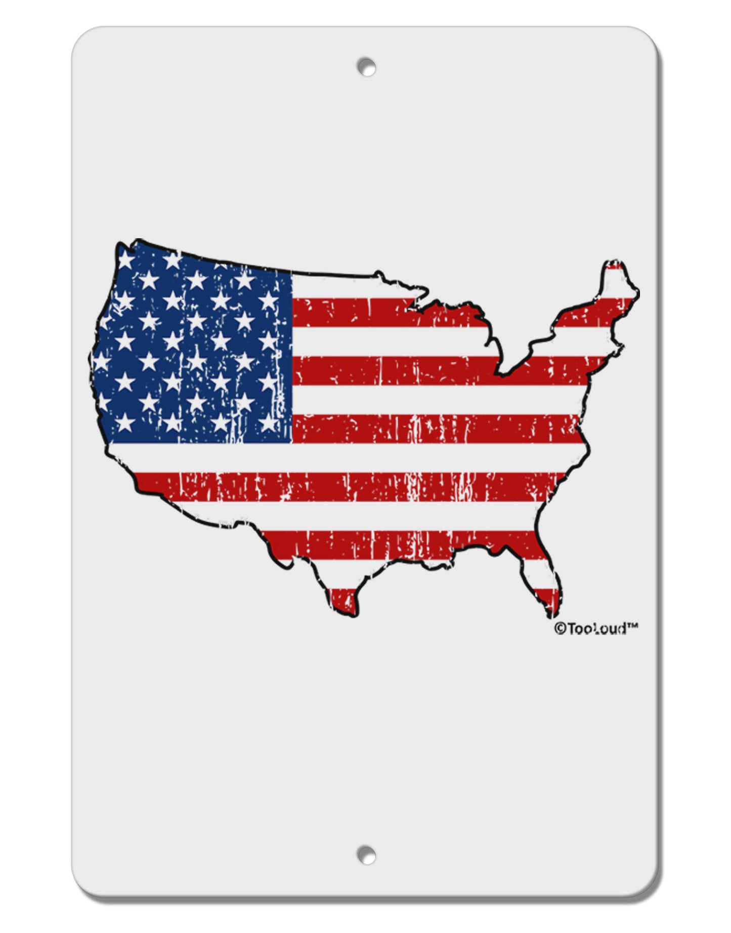 United States Cutout - American Flag Distressed Aluminum 8 x 12" Sign by TooLoud-TooLoud-White-Davson Sales
