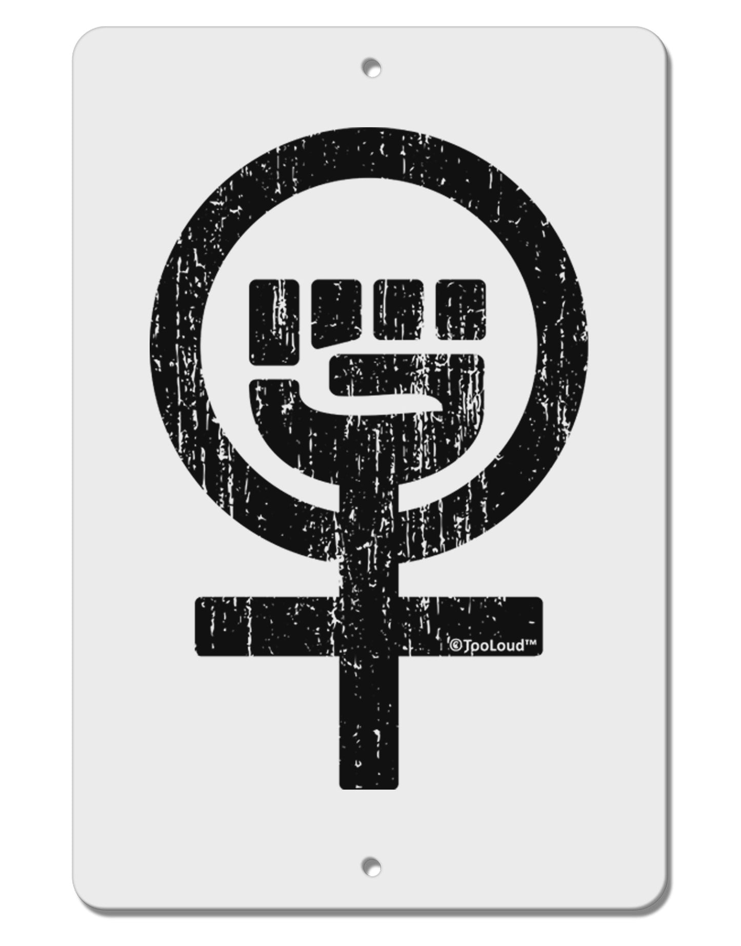 Distressed Feminism Symbol Aluminum 8 x 12" Sign-TooLoud-White-Davson Sales