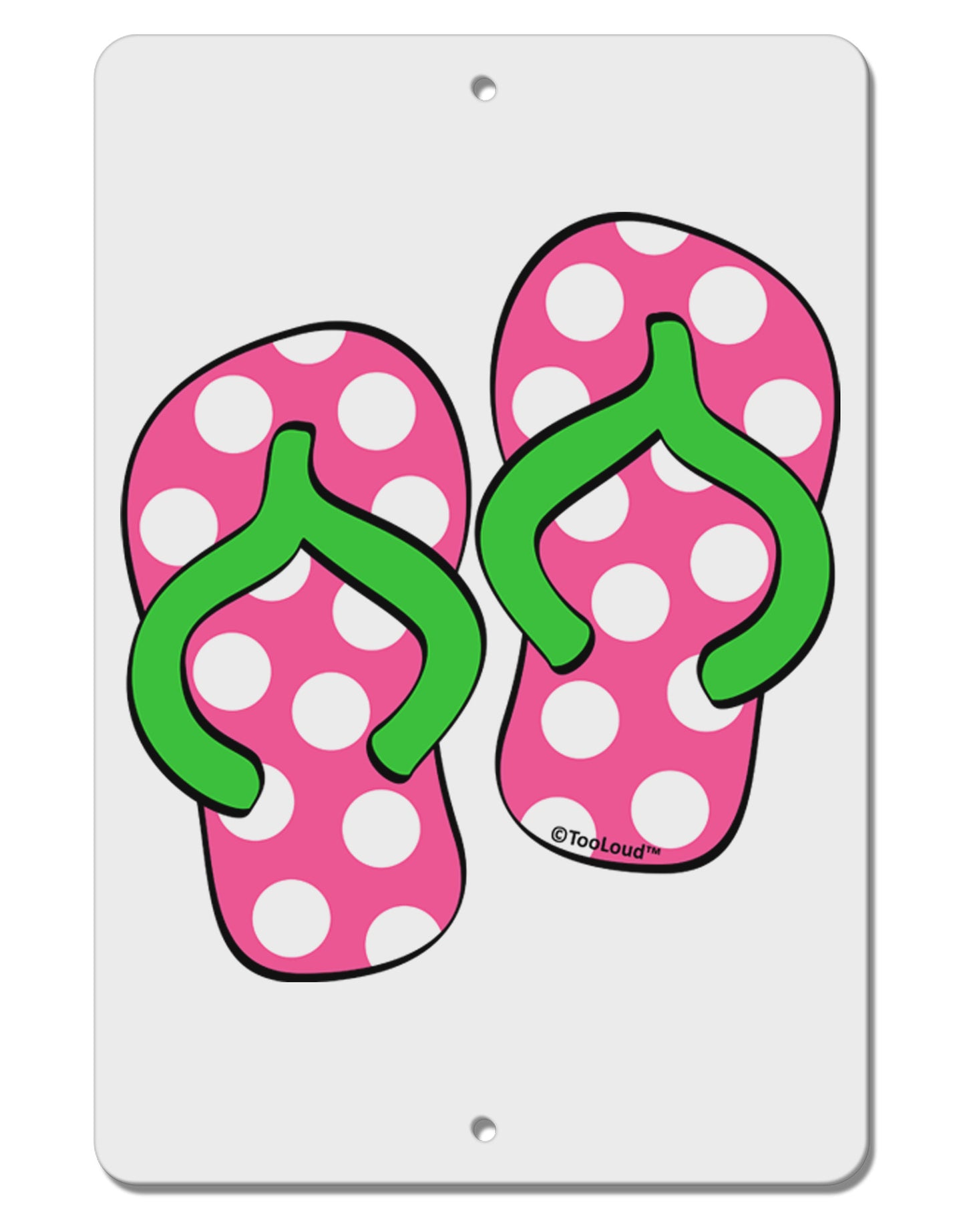 Cute Polka Dot Flip Flops - Pink and Green Aluminum 8 x 12" Sign-TooLoud-White-Davson Sales