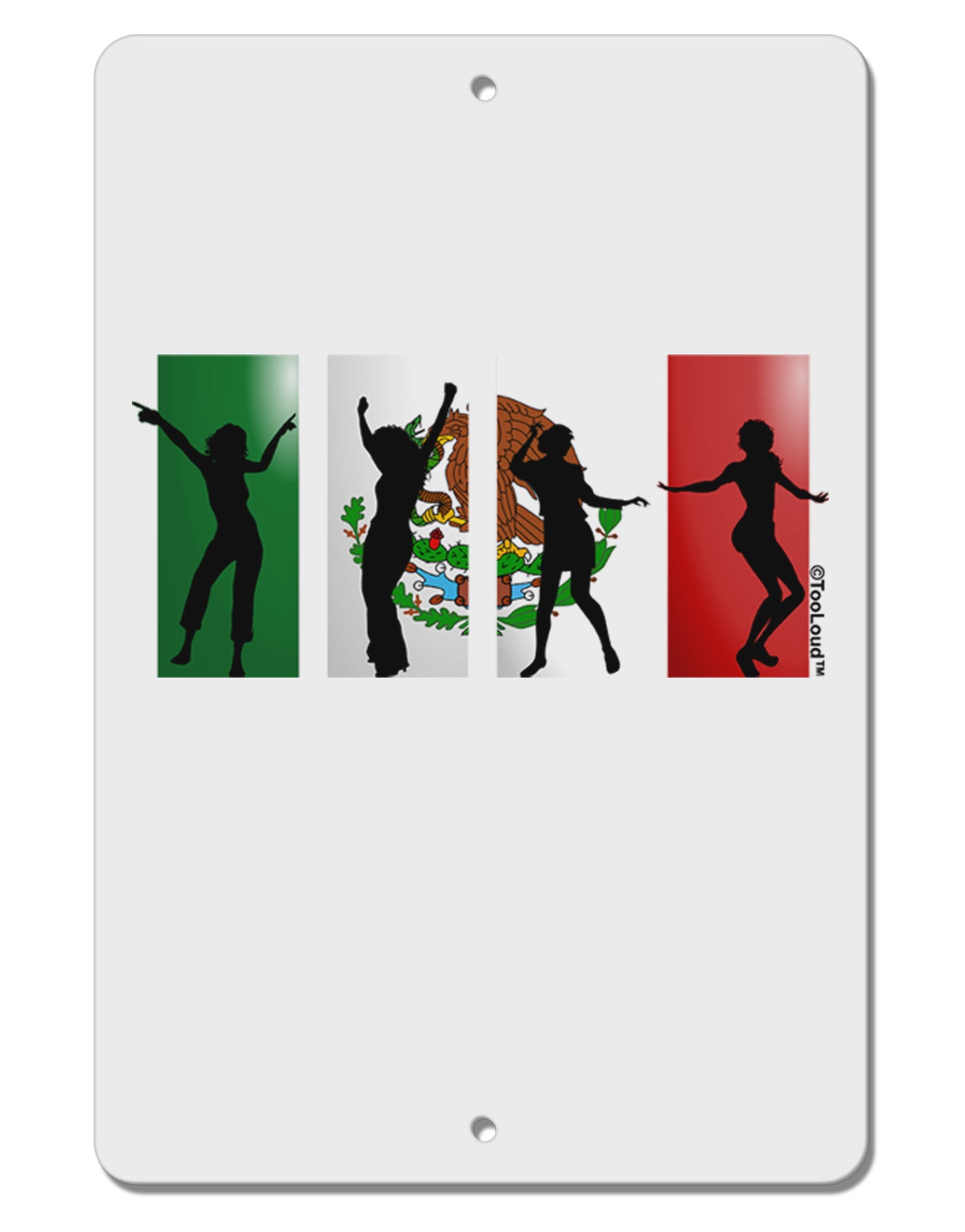 Mexican Flag - Dancing Silhouettes Aluminum 8 x 12" Sign by TooLoud-TooLoud-White-Davson Sales
