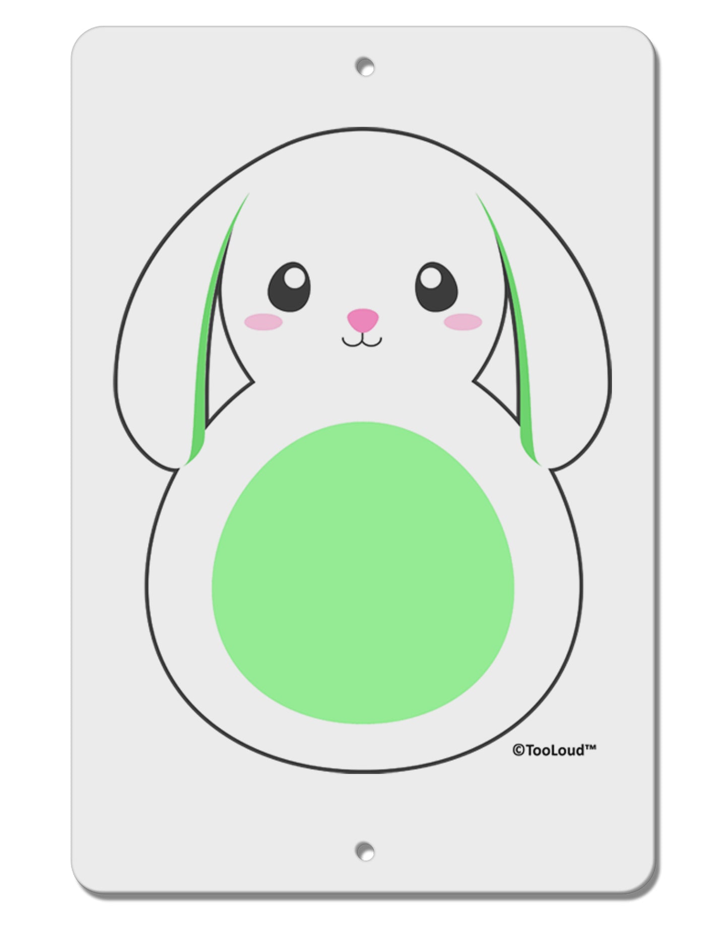 Cute Bunny with Floppy Ears - Green Aluminum 8 x 12" Sign by TooLoud-TooLoud-White-Davson Sales