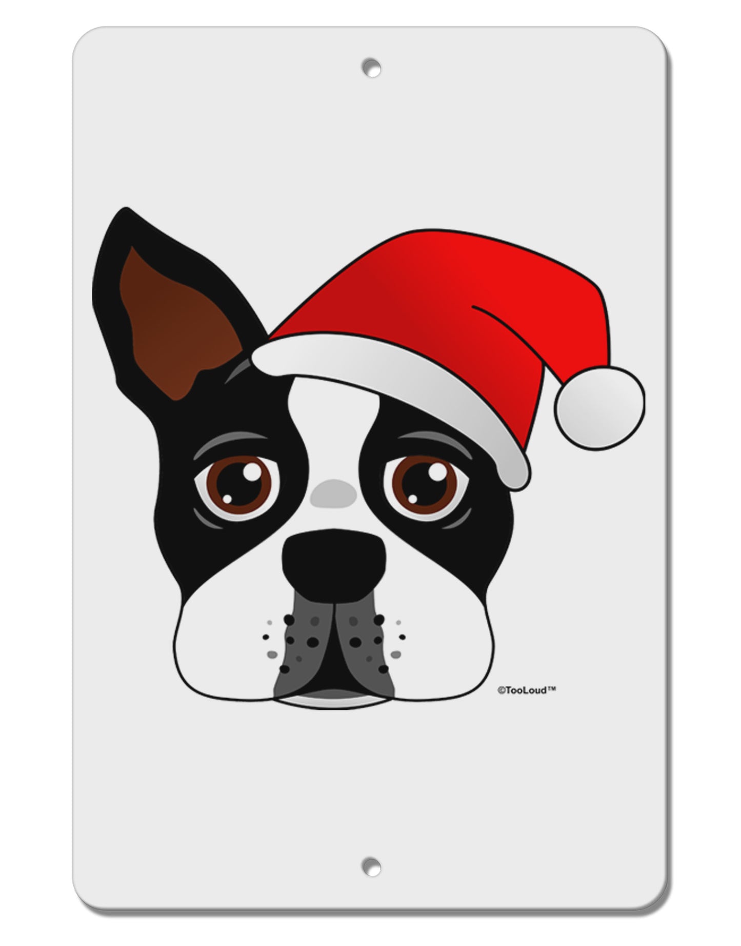 Cute Dog with Santa Hat - Christmas Aluminum 8 x 12" Sign-TooLoud-White-Davson Sales