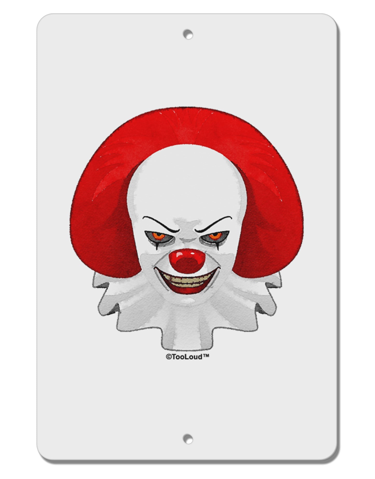Scary Clown Watercolor Aluminum 8 x 12" Sign-TooLoud-White-Davson Sales