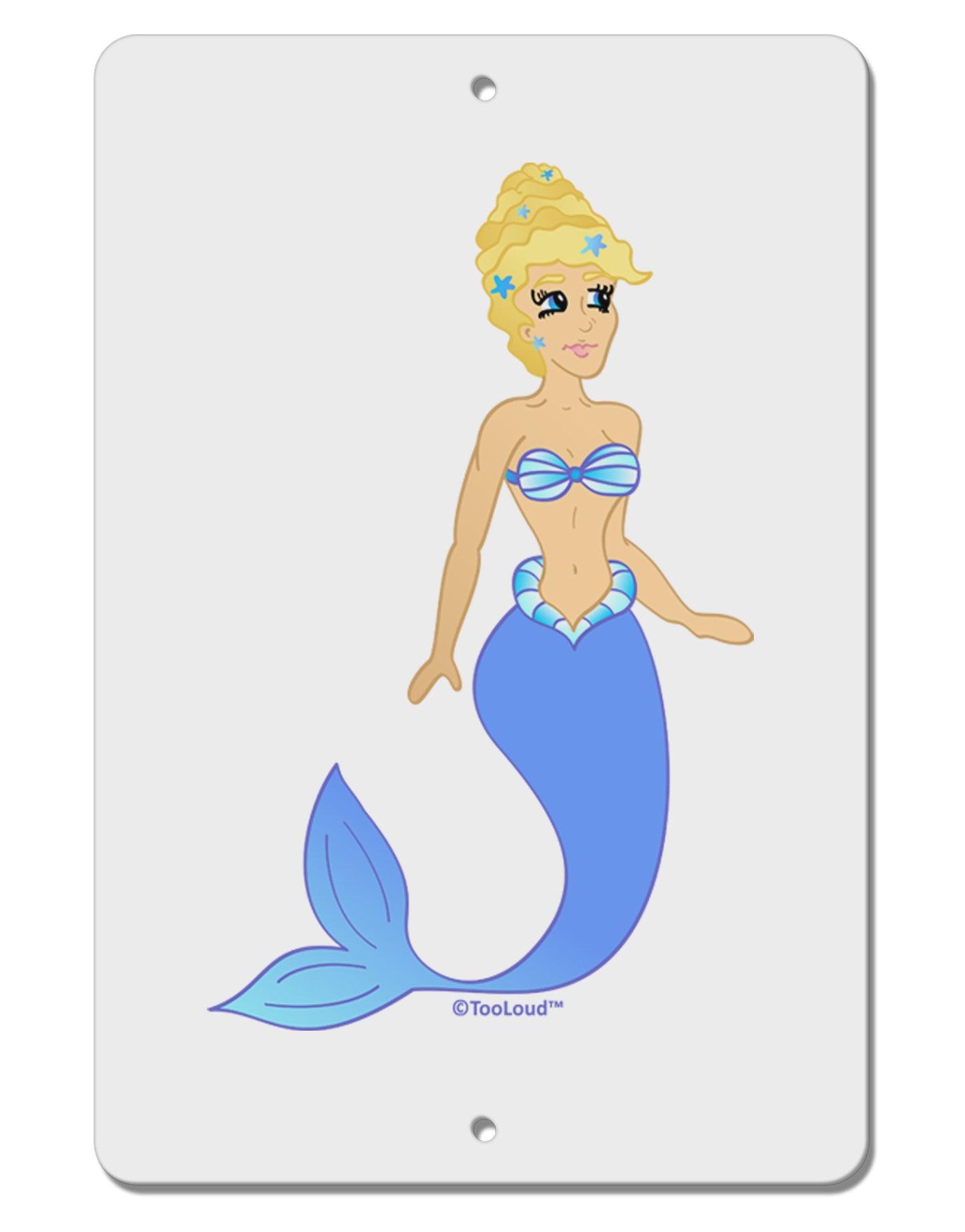 Mermaid Design - Blue Aluminum 8 x 12" Sign-TooLoud-White-Davson Sales