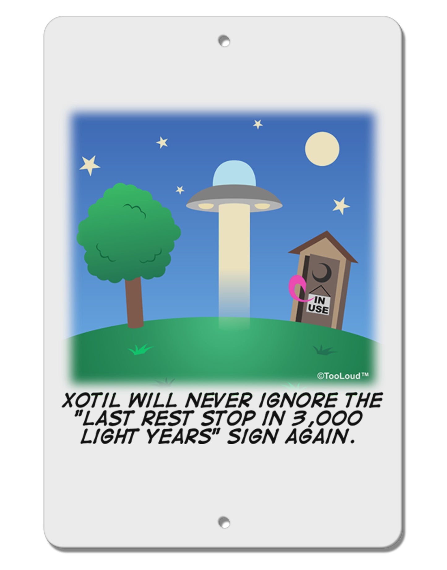 UFO Stopping At an Out-house Text Aluminum 8 x 12" Sign by TooLoud-TooLoud-White-Davson Sales