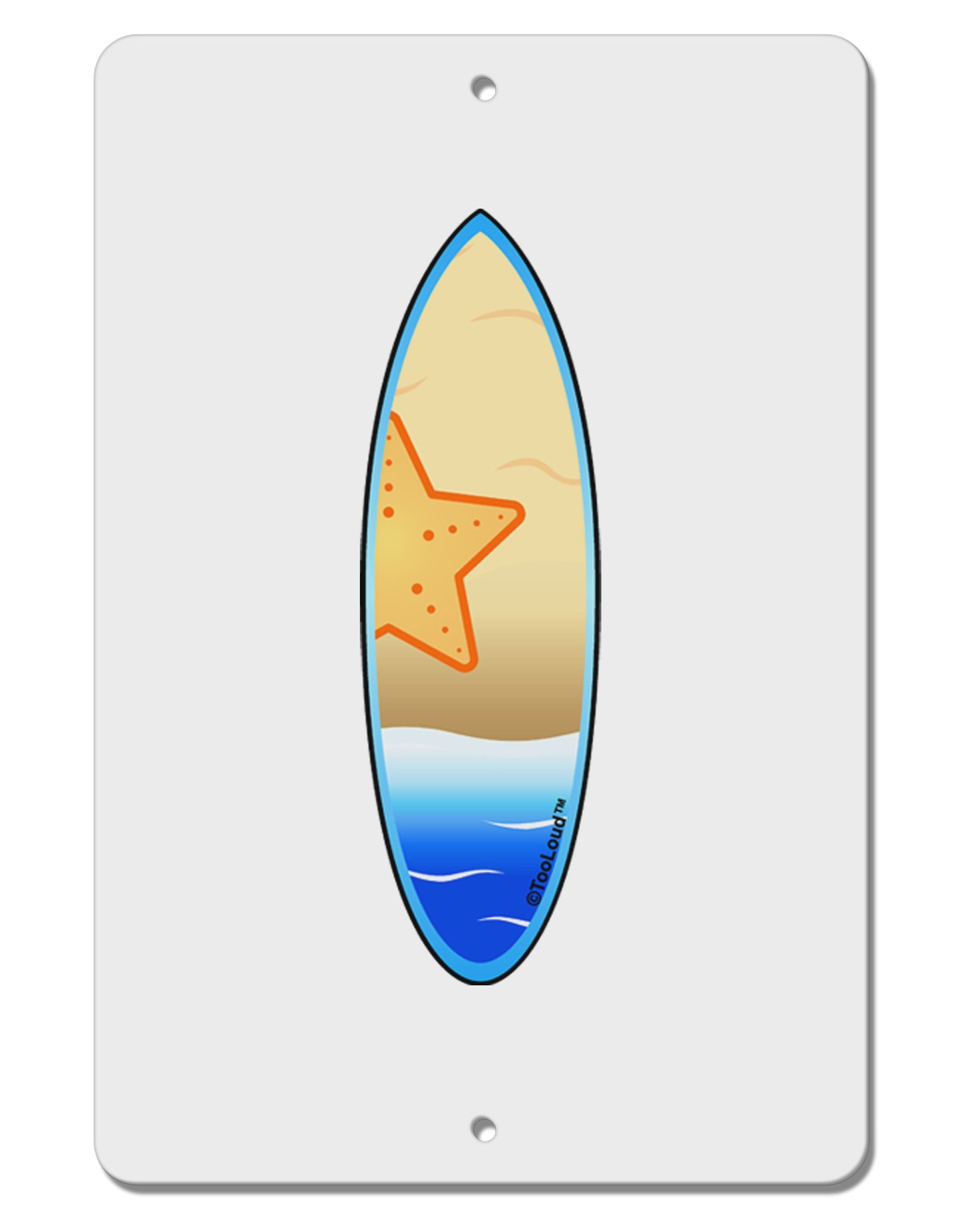 Starfish Surfboard Aluminum 8 x 12" Sign by TooLoud-TooLoud-White-Davson Sales