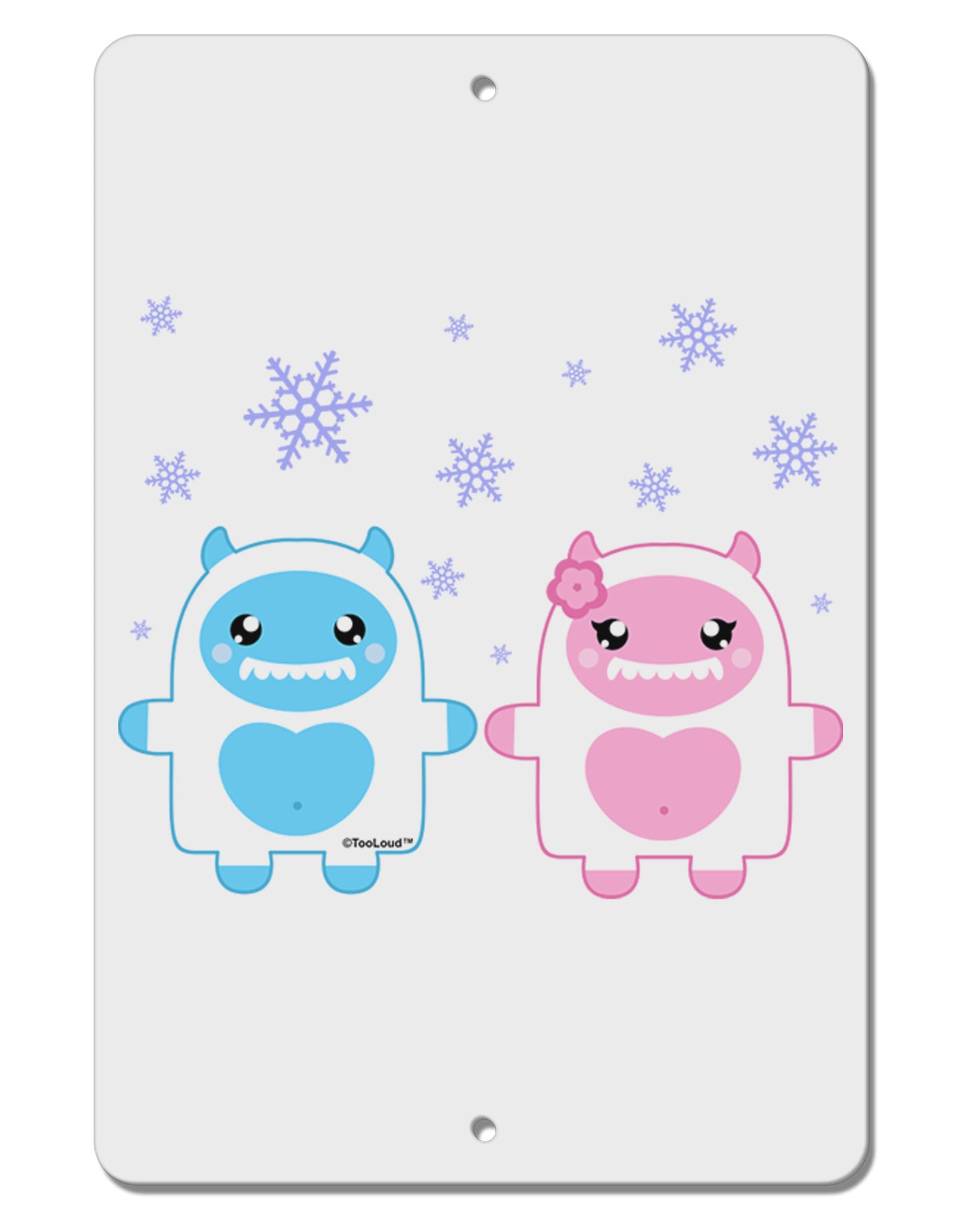 Cute Abominable Snowman Yeti Couple - Christmas Aluminum 8 x 12" Sign-TooLoud-White-Davson Sales