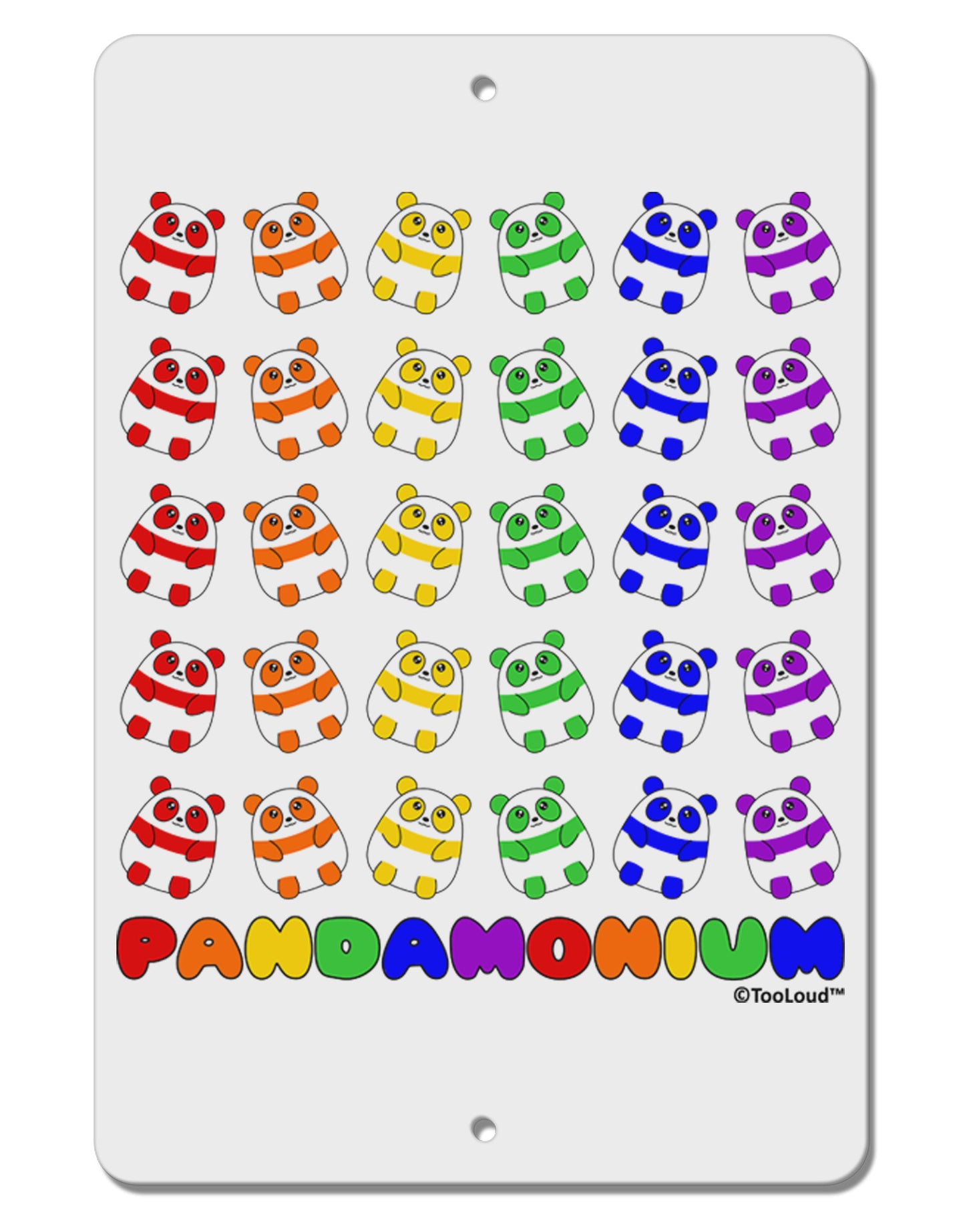 Pandamonium Rainbow Pandas Aluminum 8 x 12" Sign by TooLoud-TooLoud-White-Davson Sales